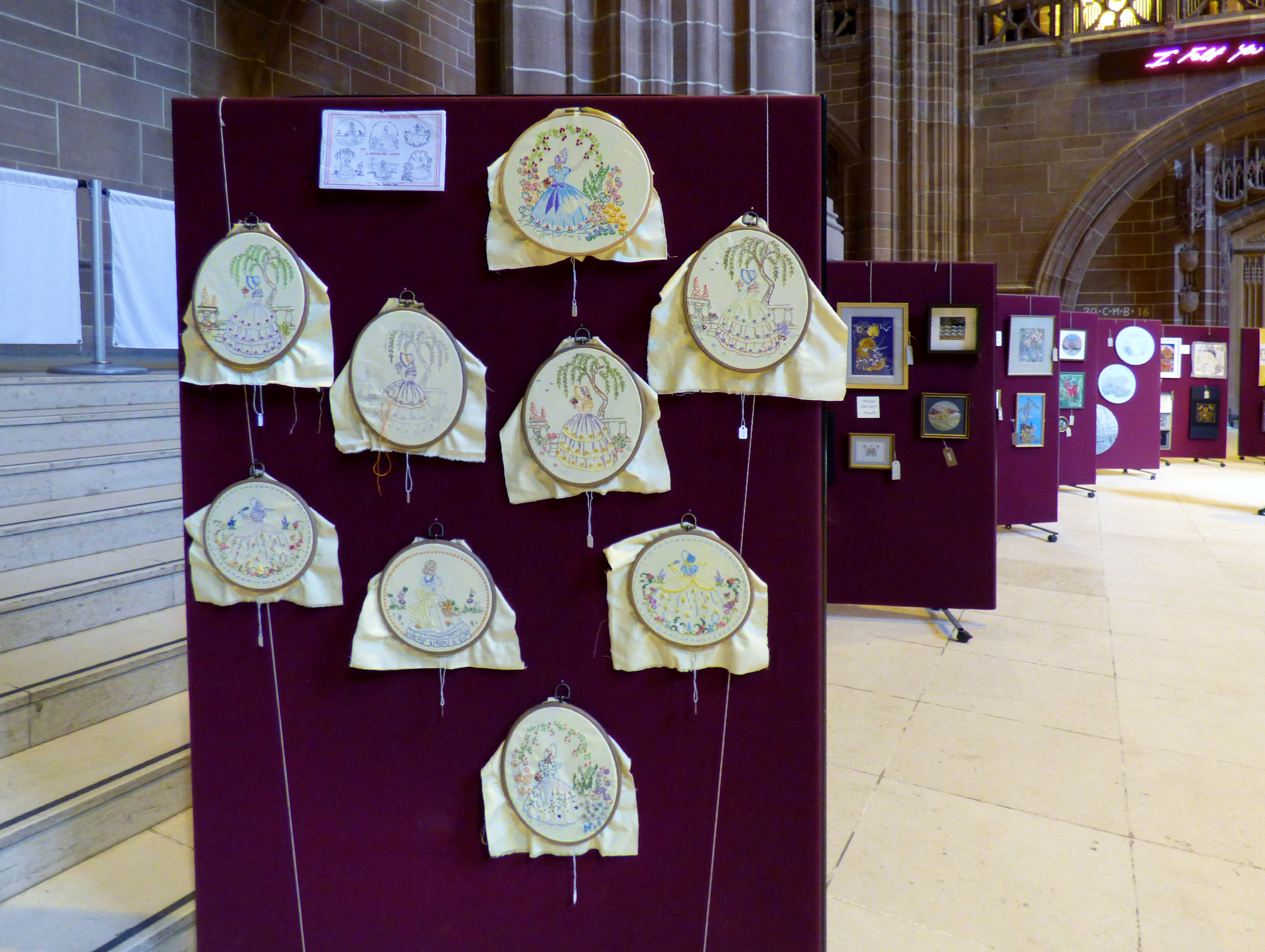 display of work by Merseyside Young Embroiderers at 60 Glorious Years exhibition, Liverpool Anglican Cathedral 2016