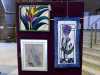 CROCUS by Norma Heron, A MACKINTOSH by Sheila Morris and FISH OUT OF WATER by Norma Heron at 60 Glorious Years exhibition 2016