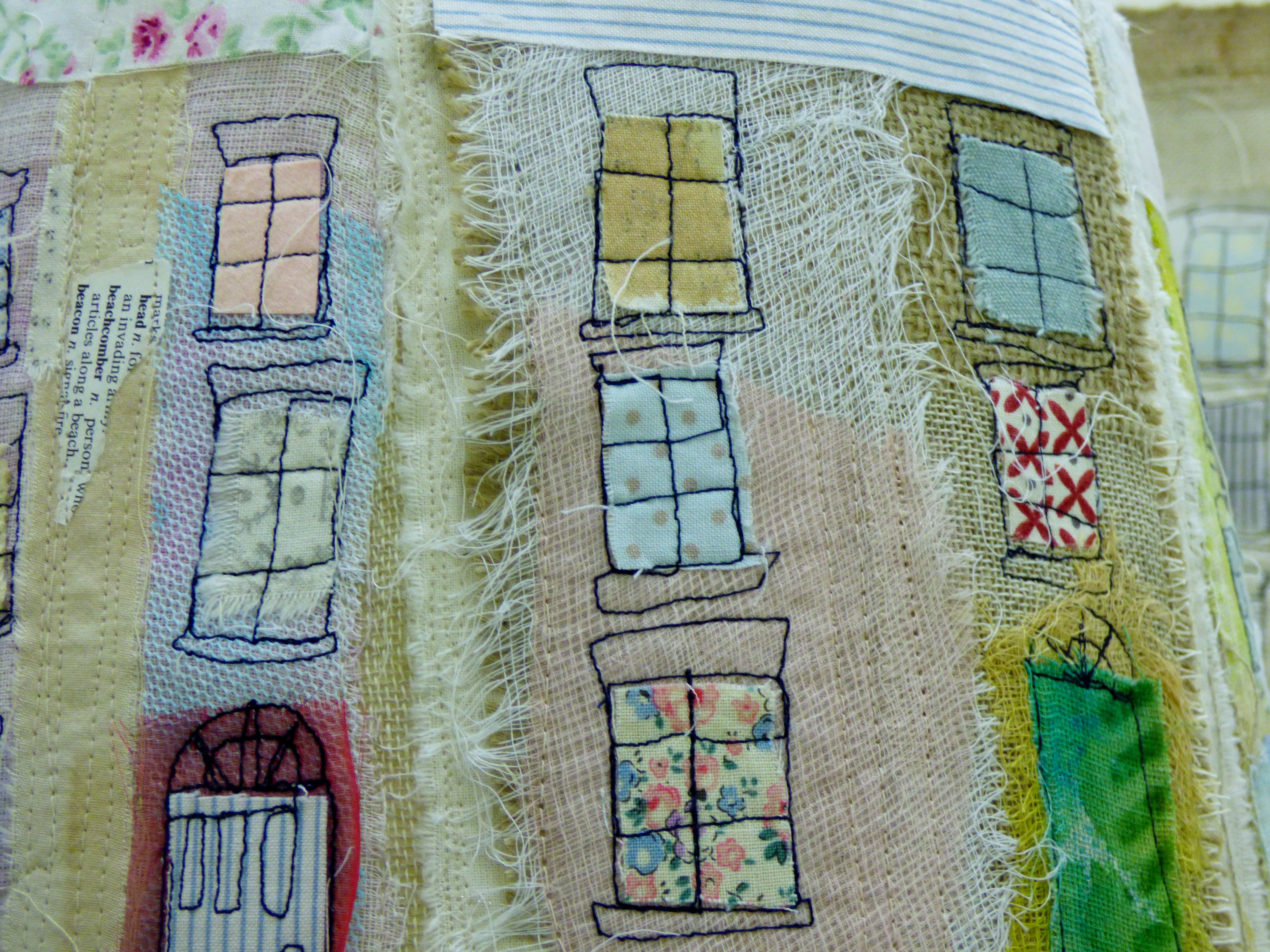detail of textile art by Ann Knight for Foundation art show at Liverpool Art College 2016
