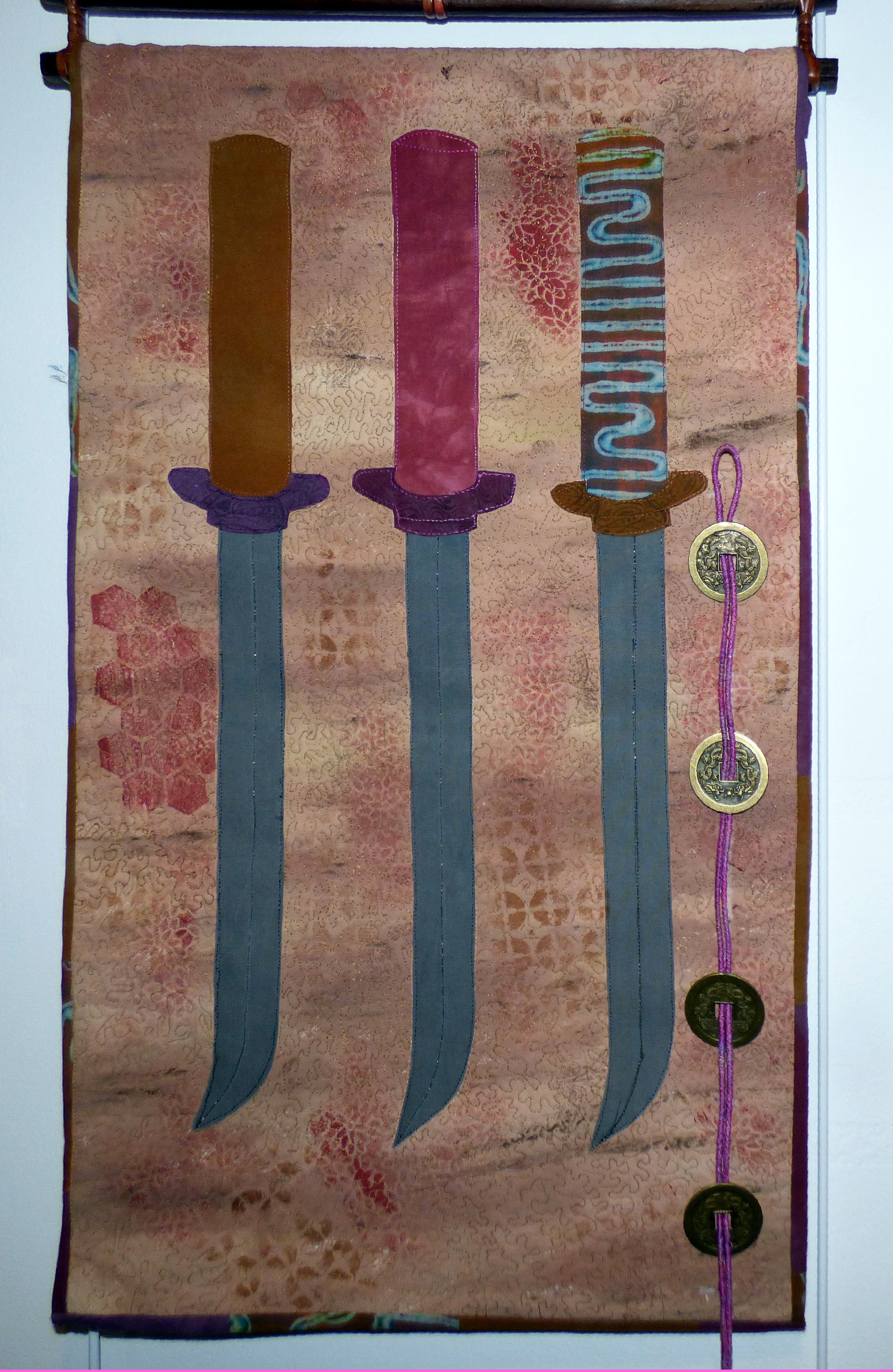 SAMURAI SWORDS by Margaret Coop, Textile Art Group exhibition, Leeds 2016