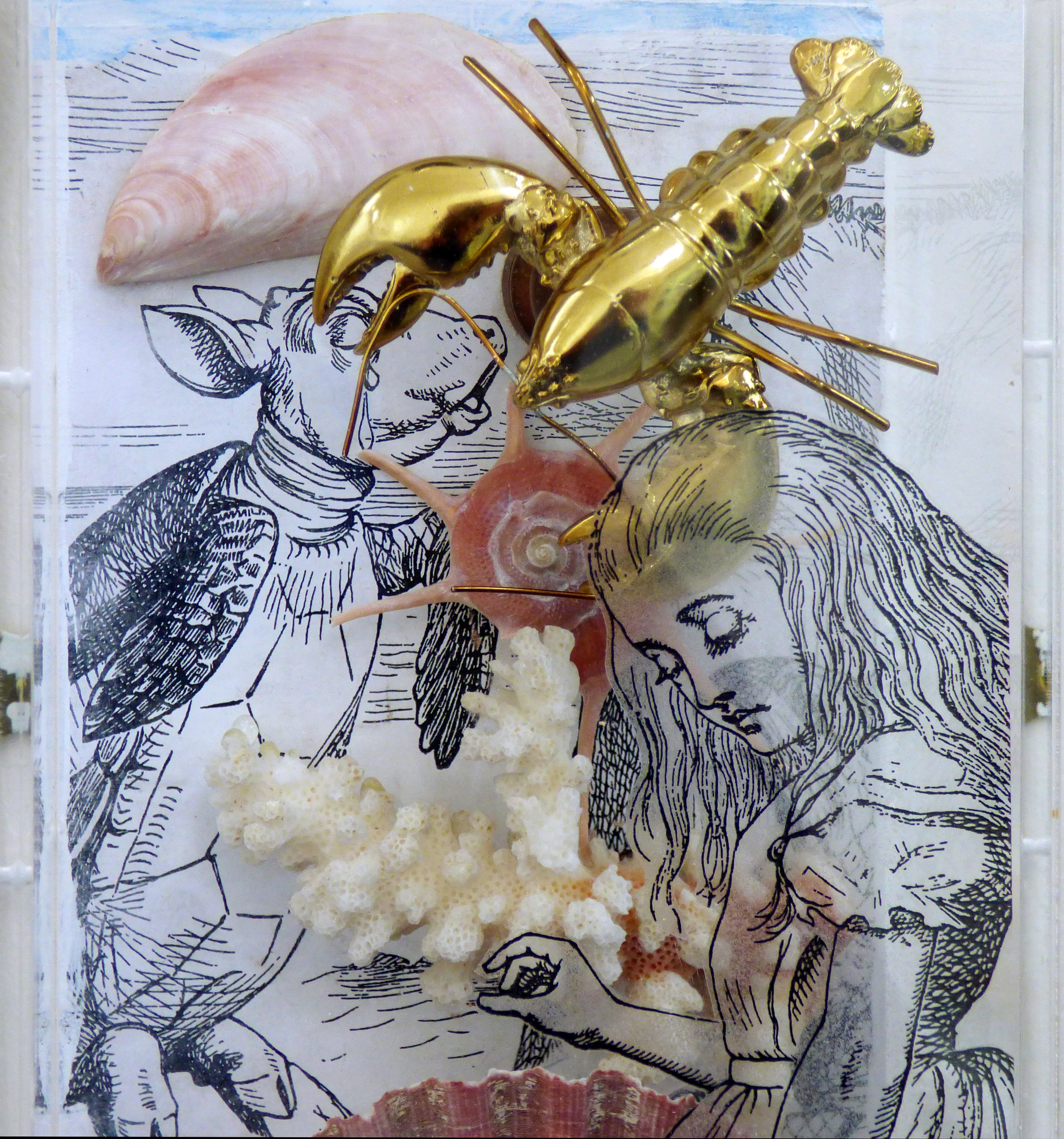 detail of work by Steve Talbot, mixed media intimate boxes, CRAFTED exhibition, Huyton Gallery, 2016