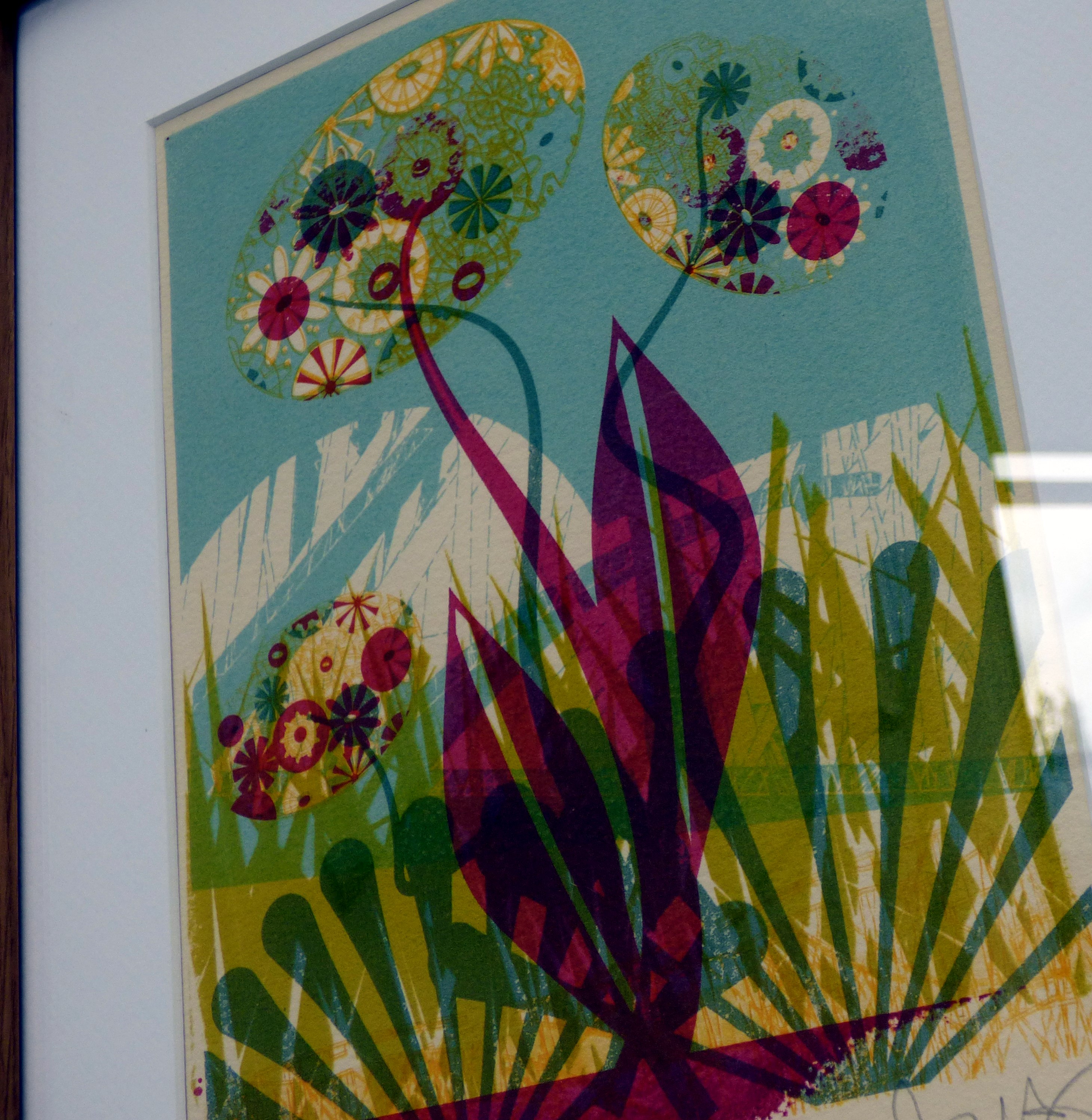 AUTUMN LEAF by Mandy Hills, screen print, CRAFTED exhibition, Huyton Gallery, 2016
