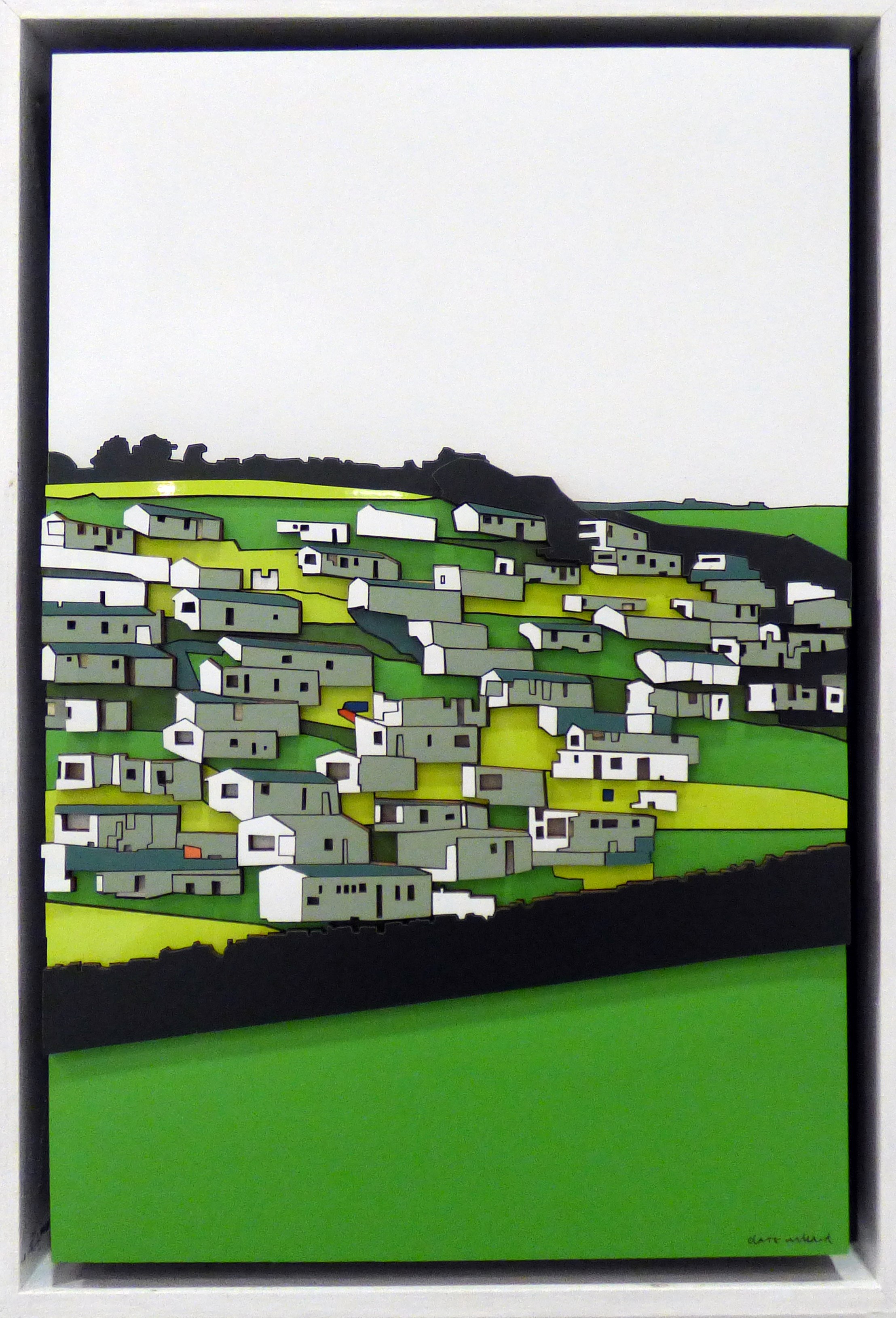 BEER HEAD, CARAVANS (DEVON) by Clare Willard, coloured laminate and wood, CRAFTED exhibition, Kirkby Gallery, 2016