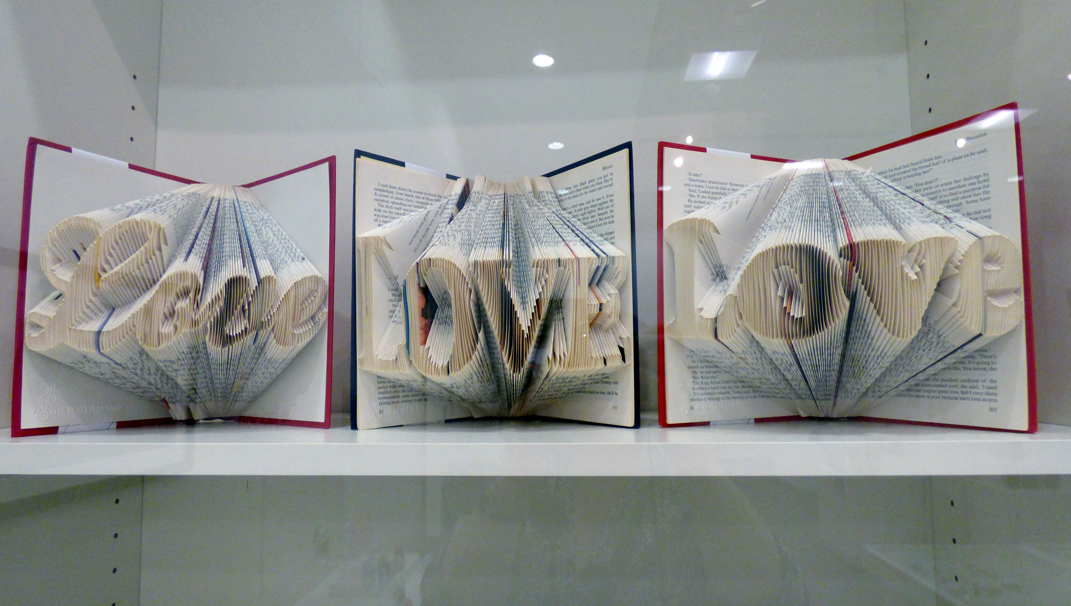 THE FOLDED PAGE by Rosy Hammersley, recycled books, CRAFTED exhibition, Kirkby Gallery, 2016