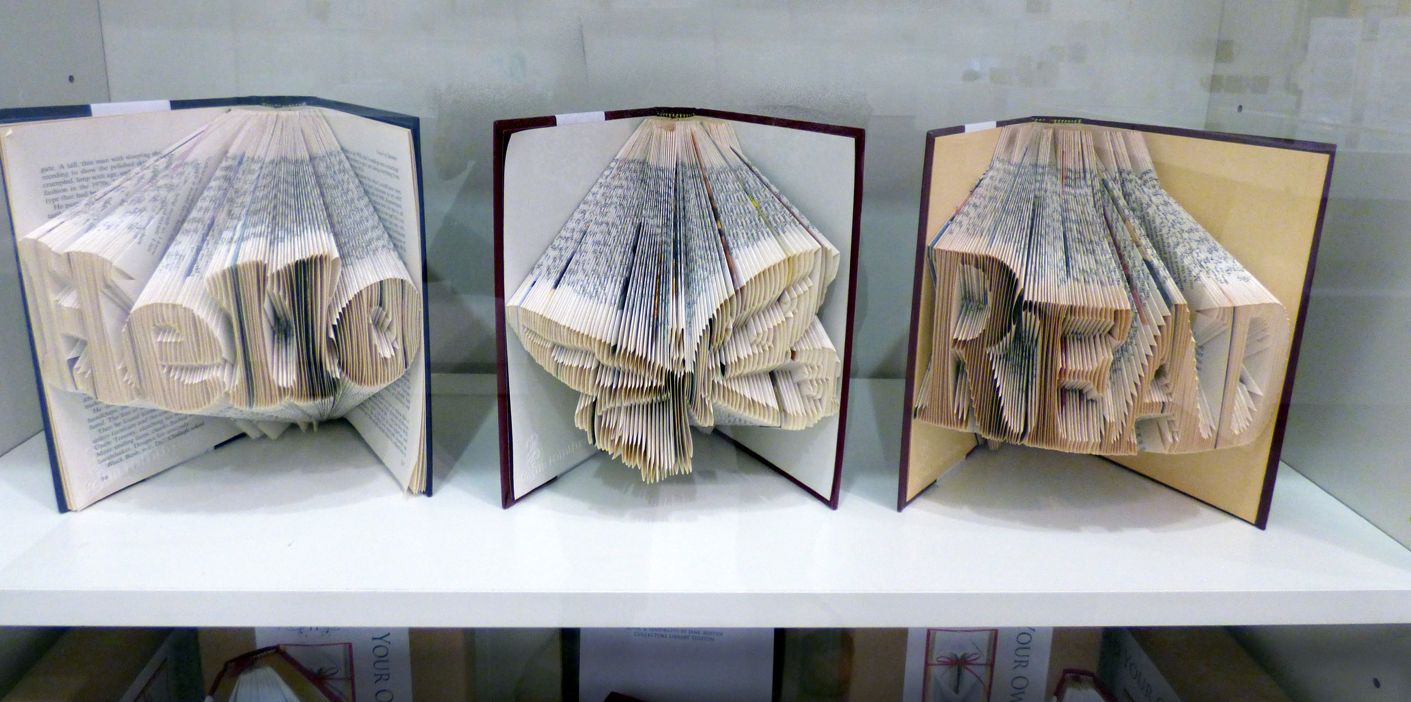 THE FOLDED PAGE by Rosy Hammersley, recycled books, CRAFTED exhibition, Kirkby Gallery, 2016