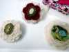 FABRIC BROOCHES by Tina Leahey, recycled textiles, CRAFTED exhibition, Huyton Gallery, 2016