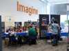 making badges at Liverpool MakeFest in Central Library with MEG 2016