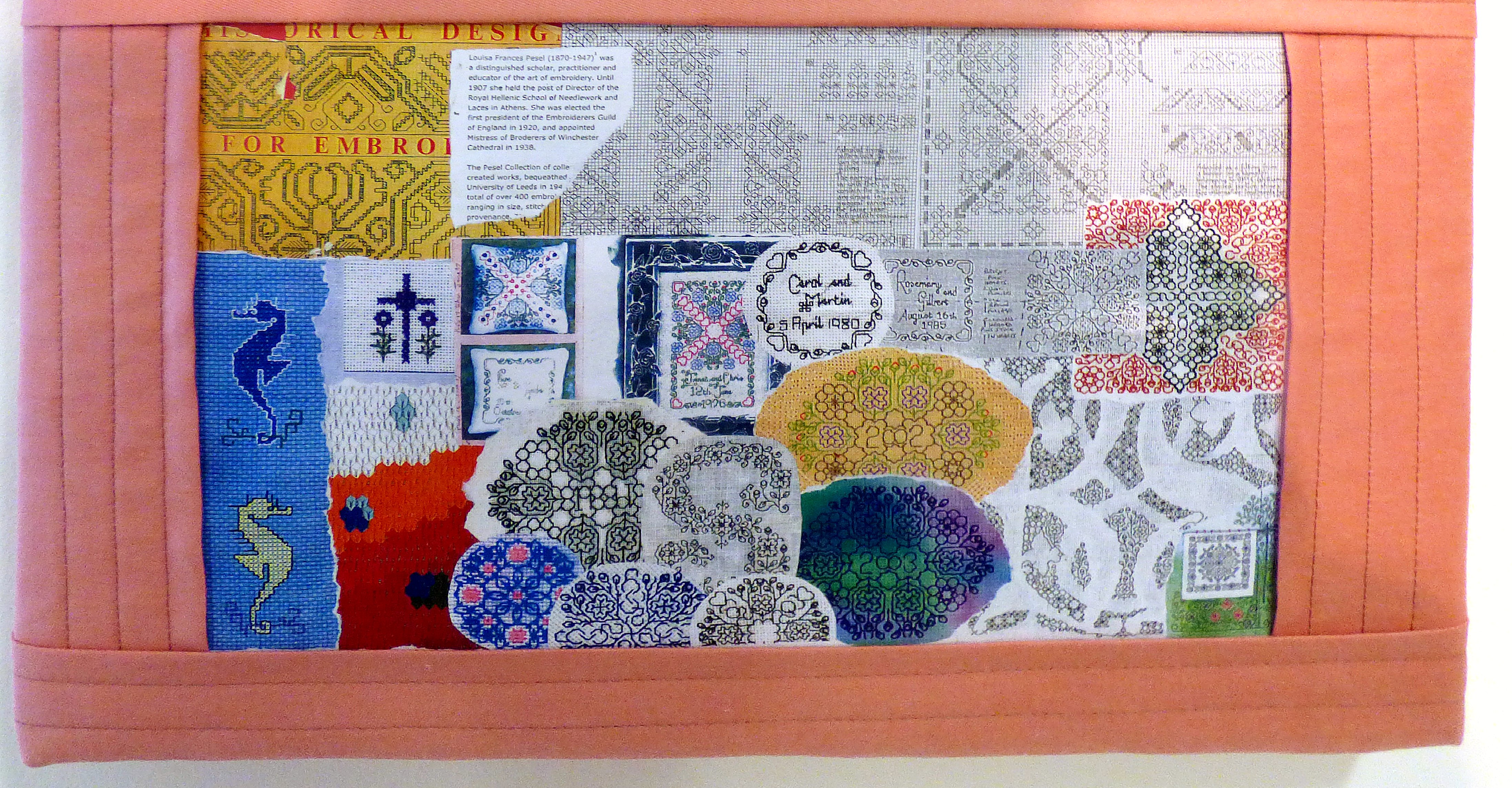 detail of SAMPLER (1969) by Serena Watson, counted thread work