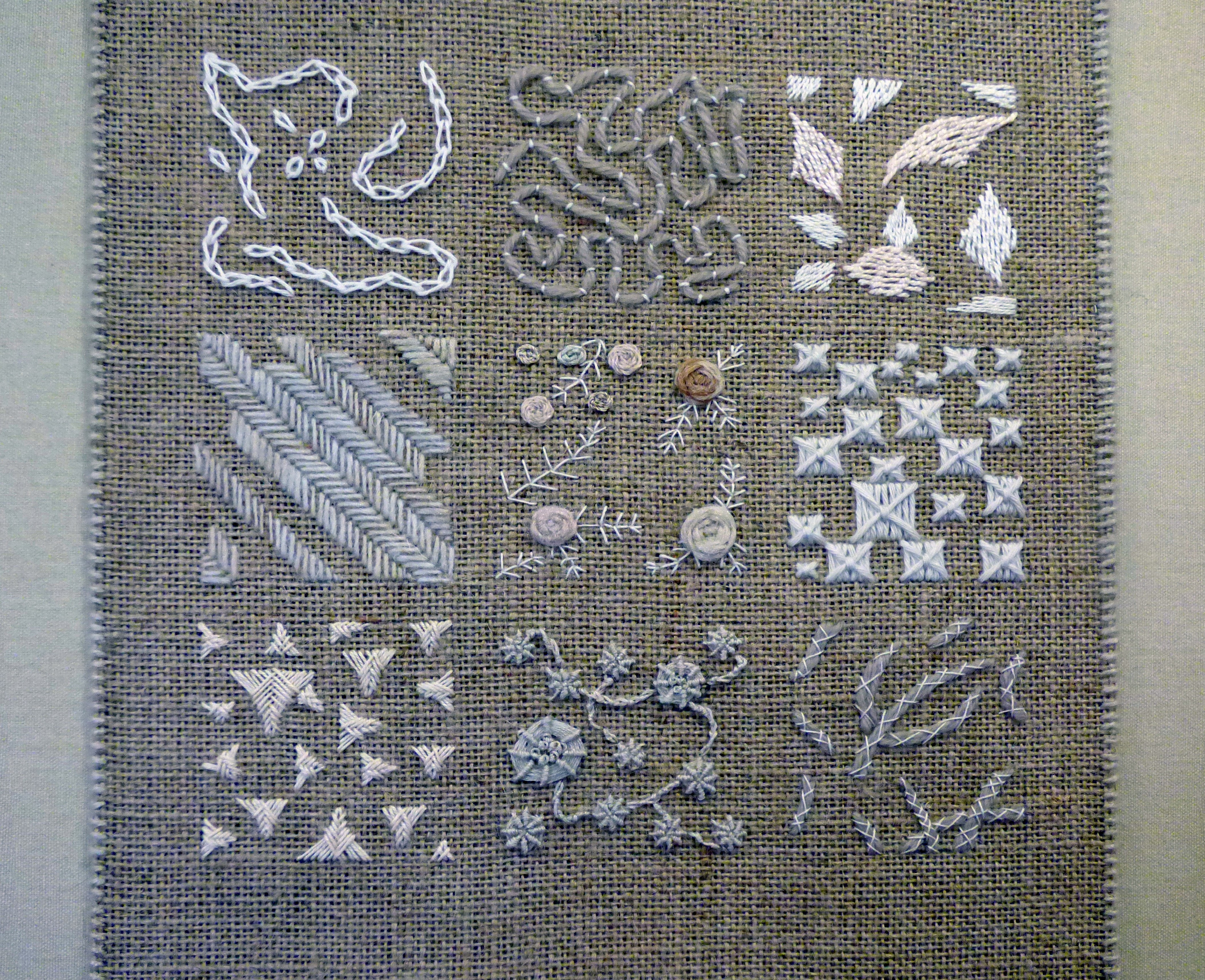 NATURAL NINE PATCH by Russel Ramsdon, hand embroidery