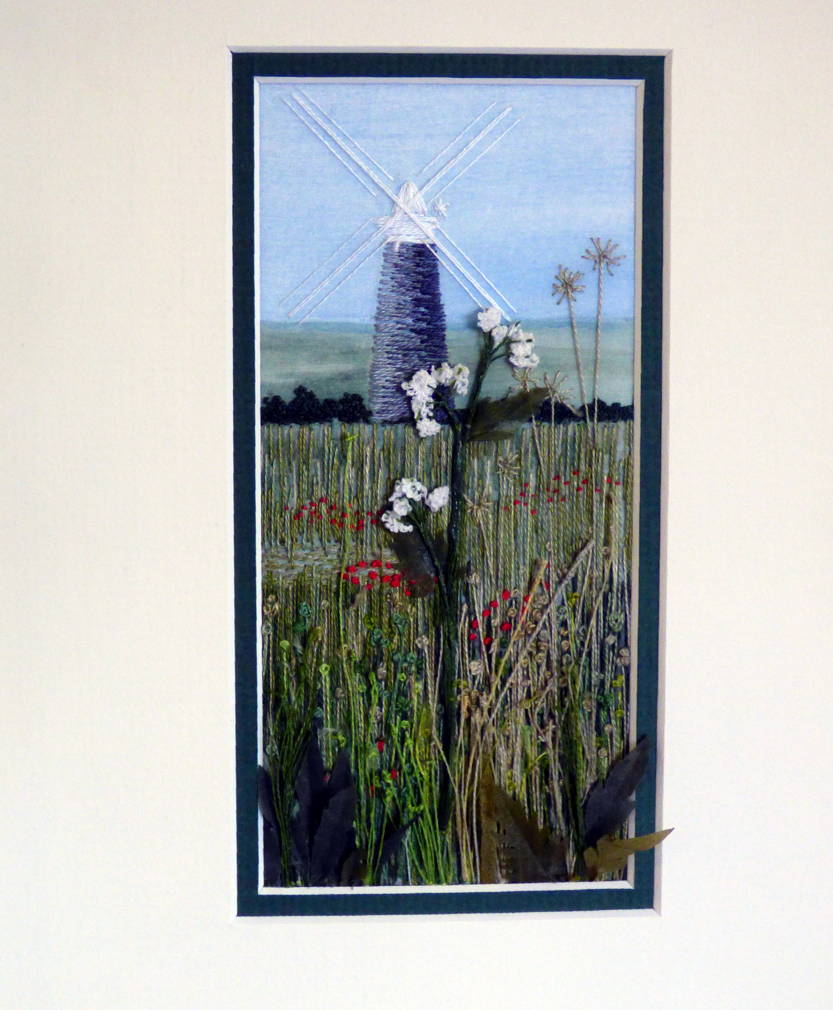 EAST ANGLICAN VIEW by Denise Sullivan, 2015, hand stitching on silk