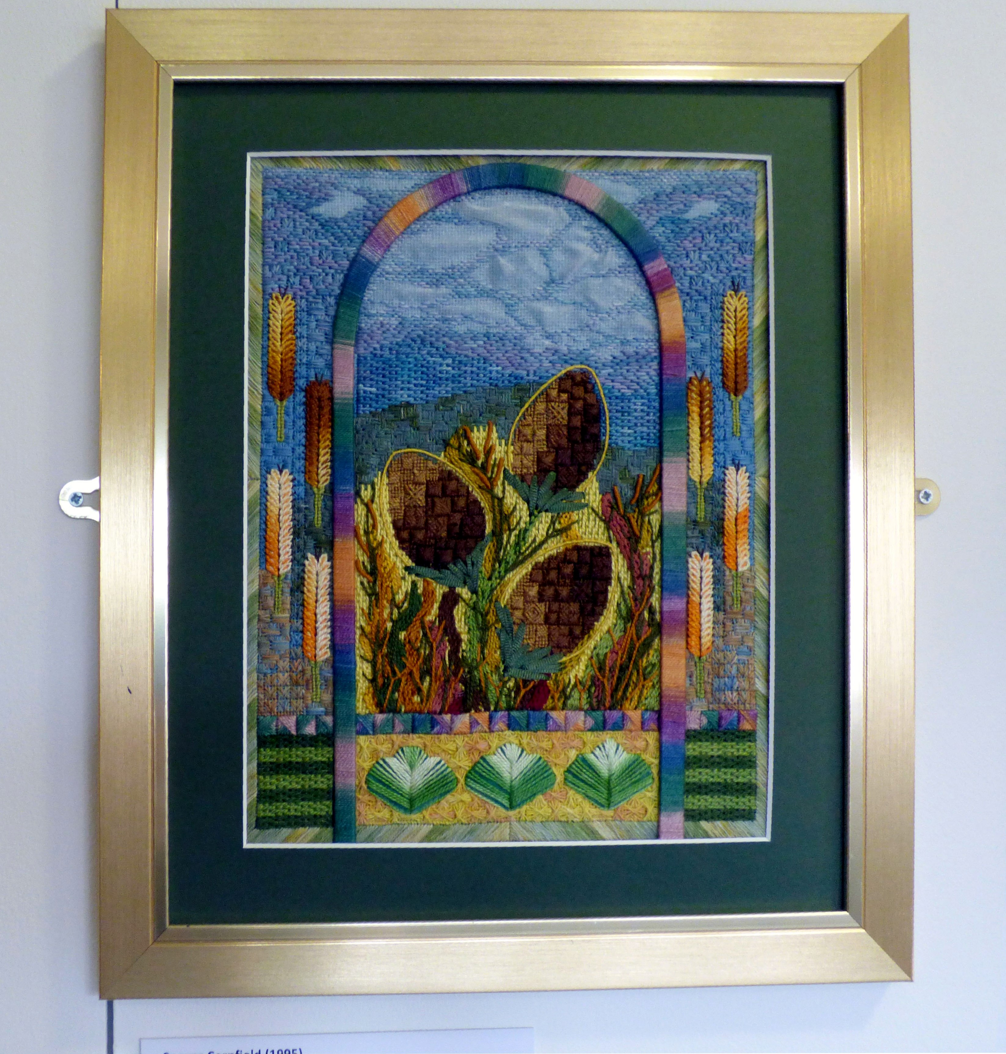 CANVAS CORNFIELD by Hilary Kimber, 1995, canvas work on painted ground