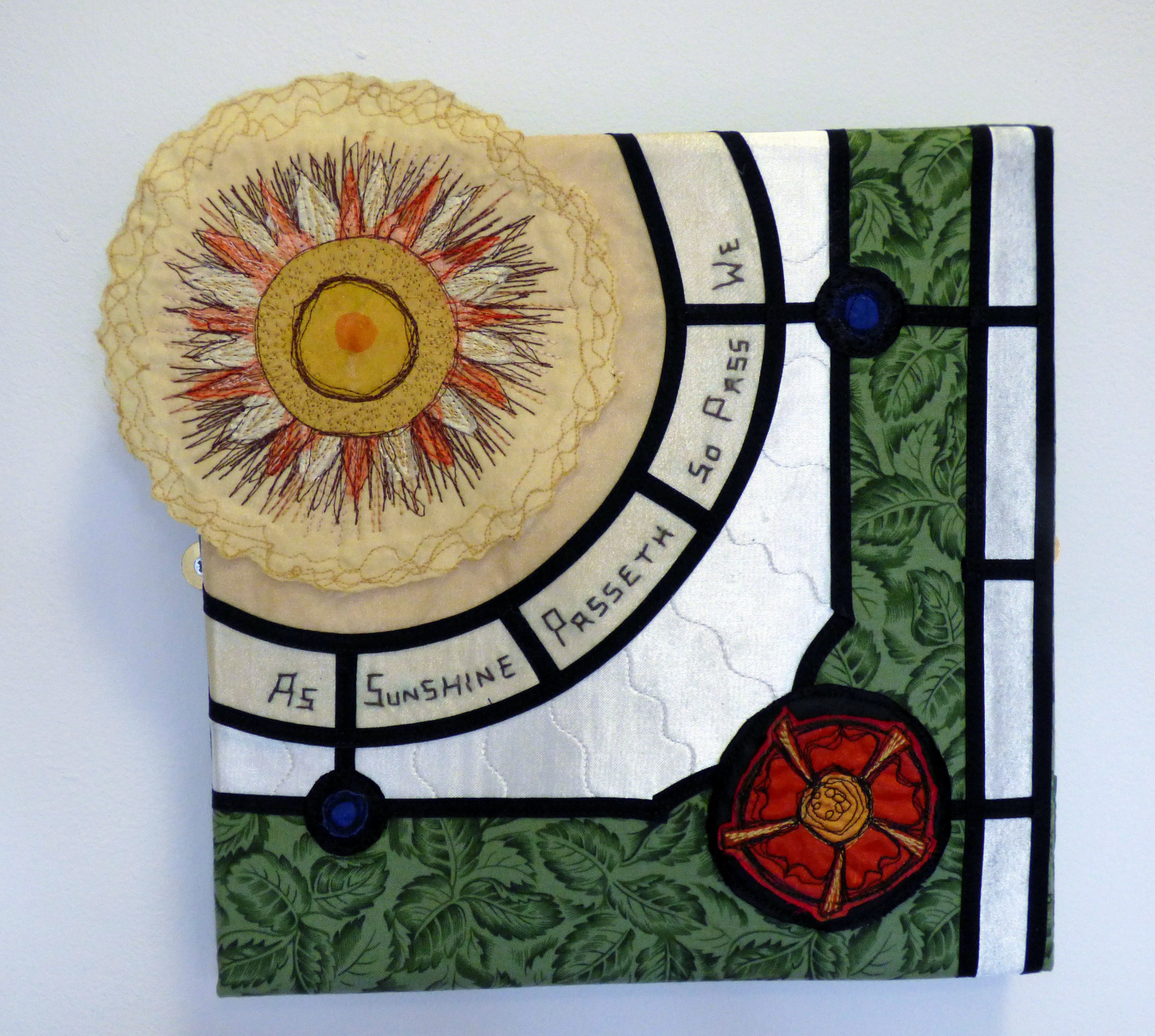 FLOWERGLASS by Serena Watson, applique and machine embroidery