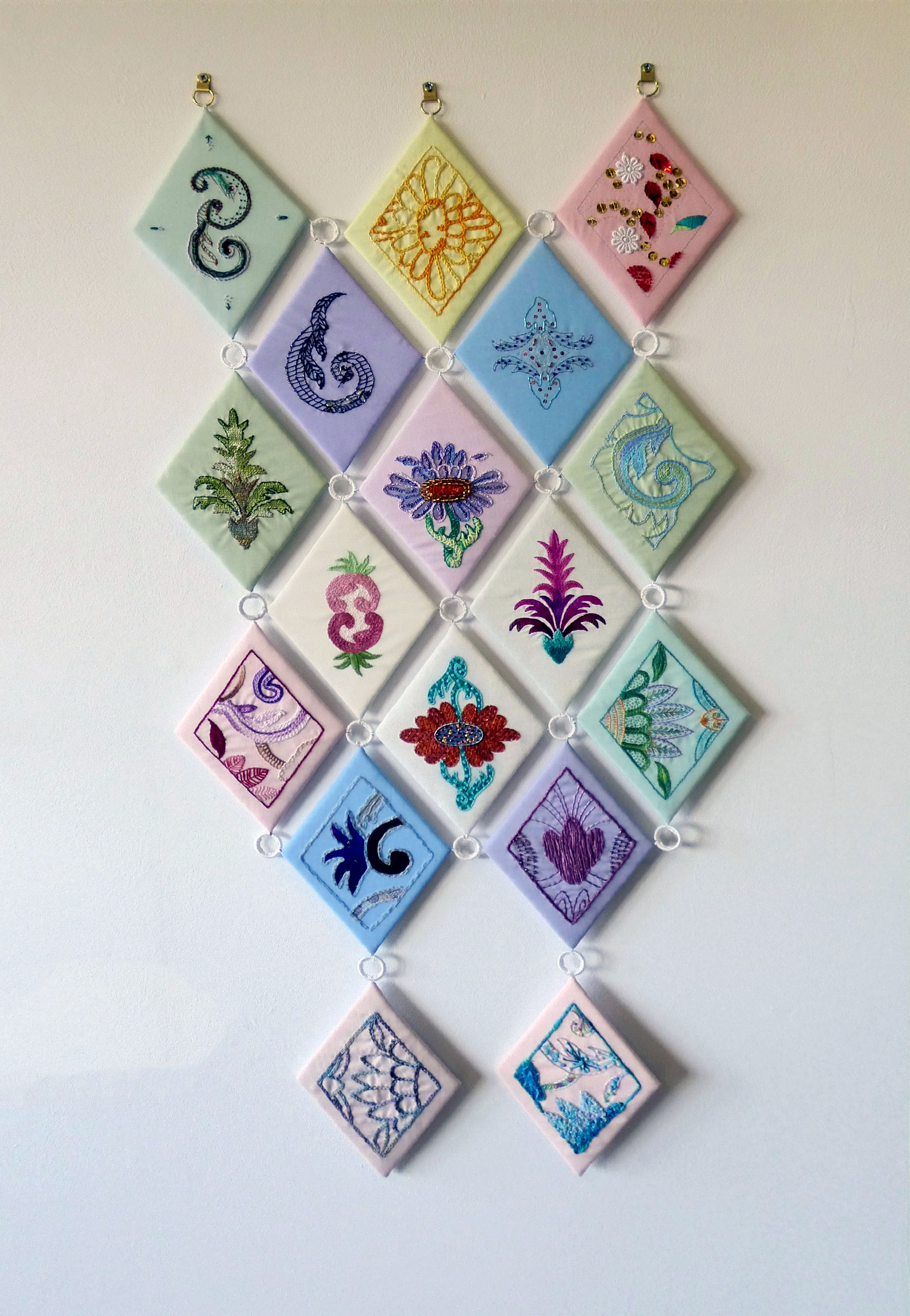 DIAMOND CELEBRATION, Manchester EG group work, hand stitch and applique