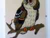 OWL by Sue Johnson, 1977, wool on cotton fabric, a first embroidery from a kit