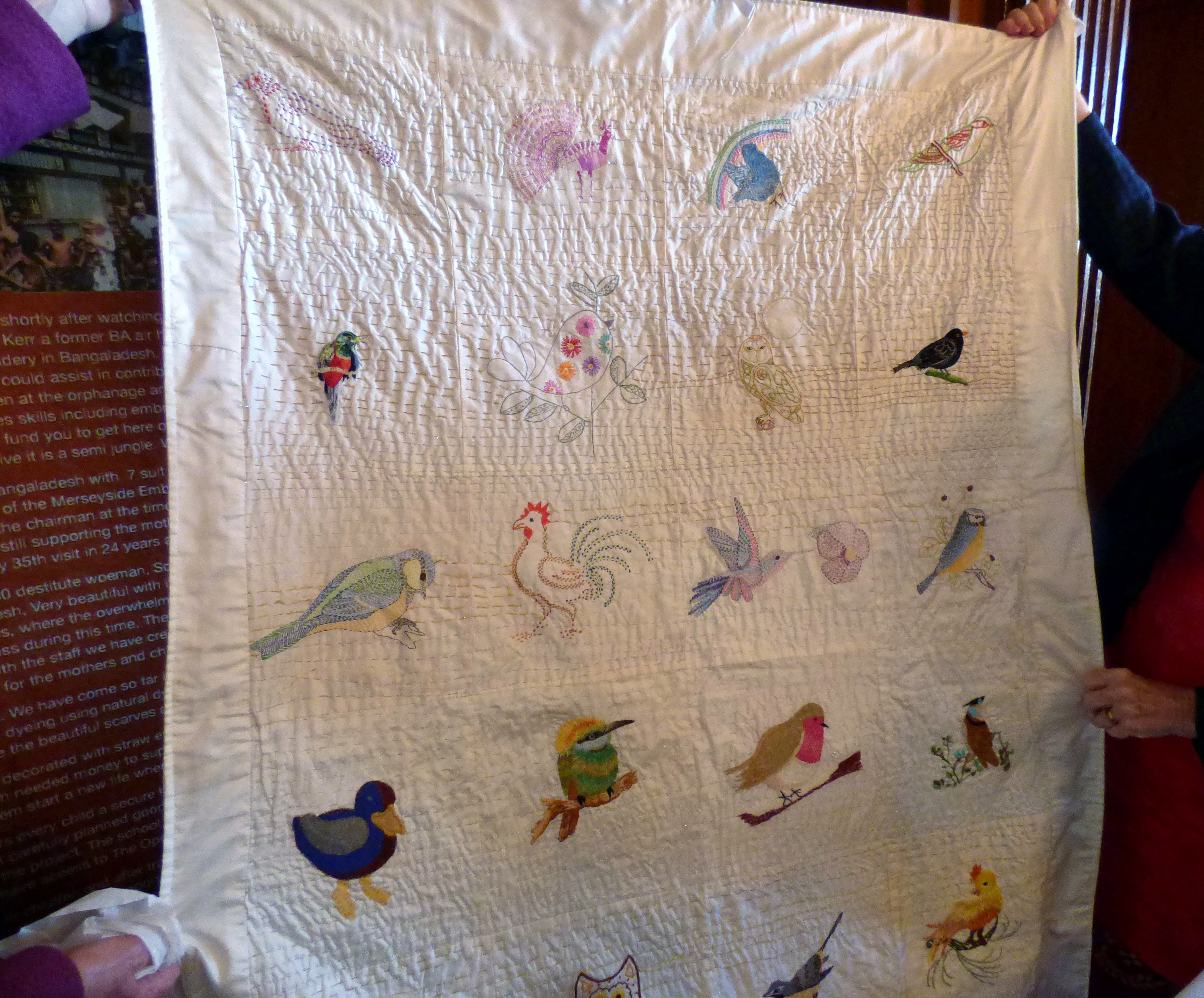 hand embroidered Sreepur quilt with birds at Sreepur stall, NW Regional Day 2016