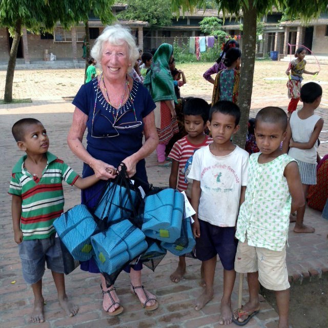 Ken and Ruby brought arm bands for the swimming class to Sreepur village