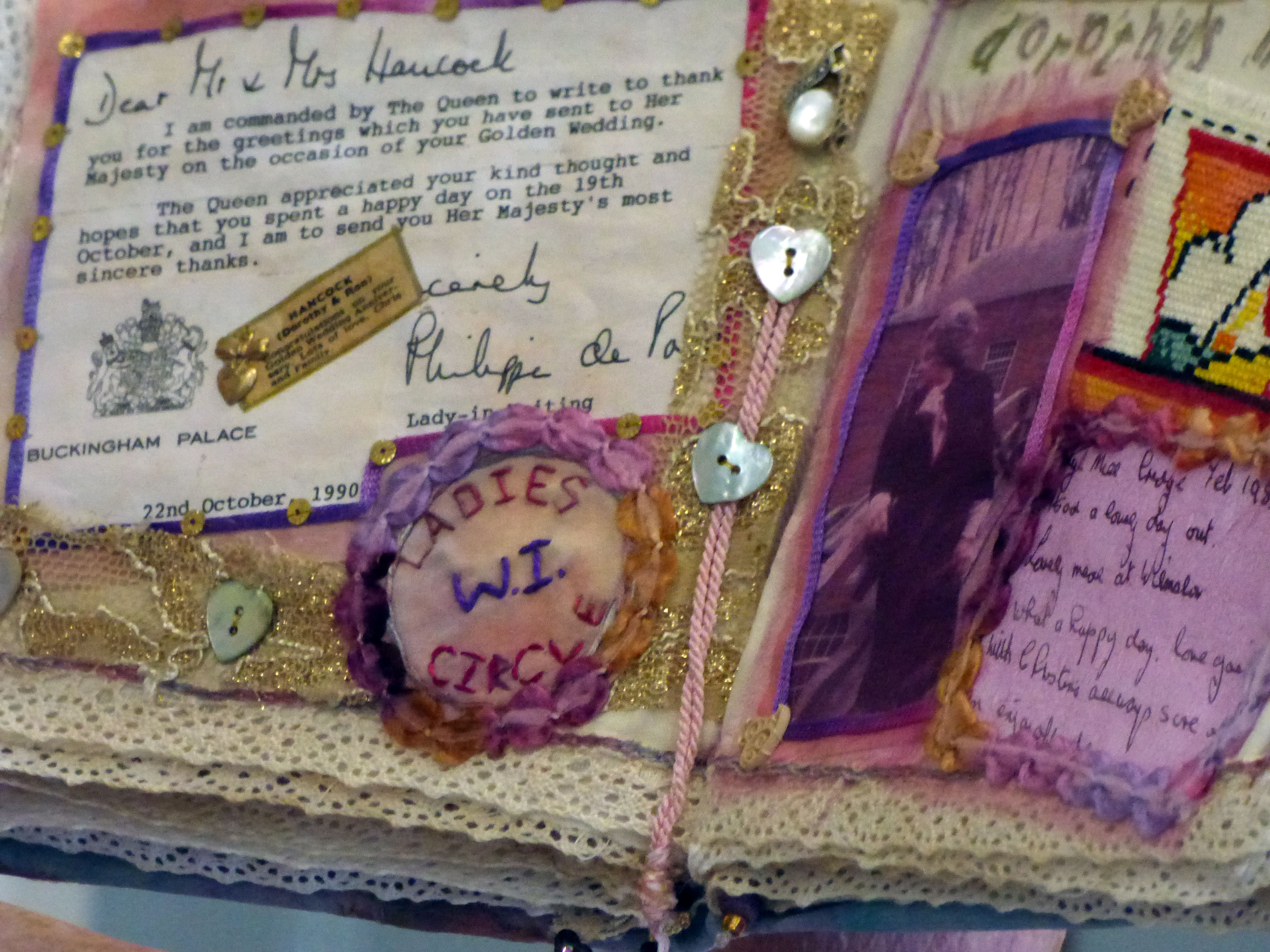 detail of textile journal by Chris Harris on the life of her mother