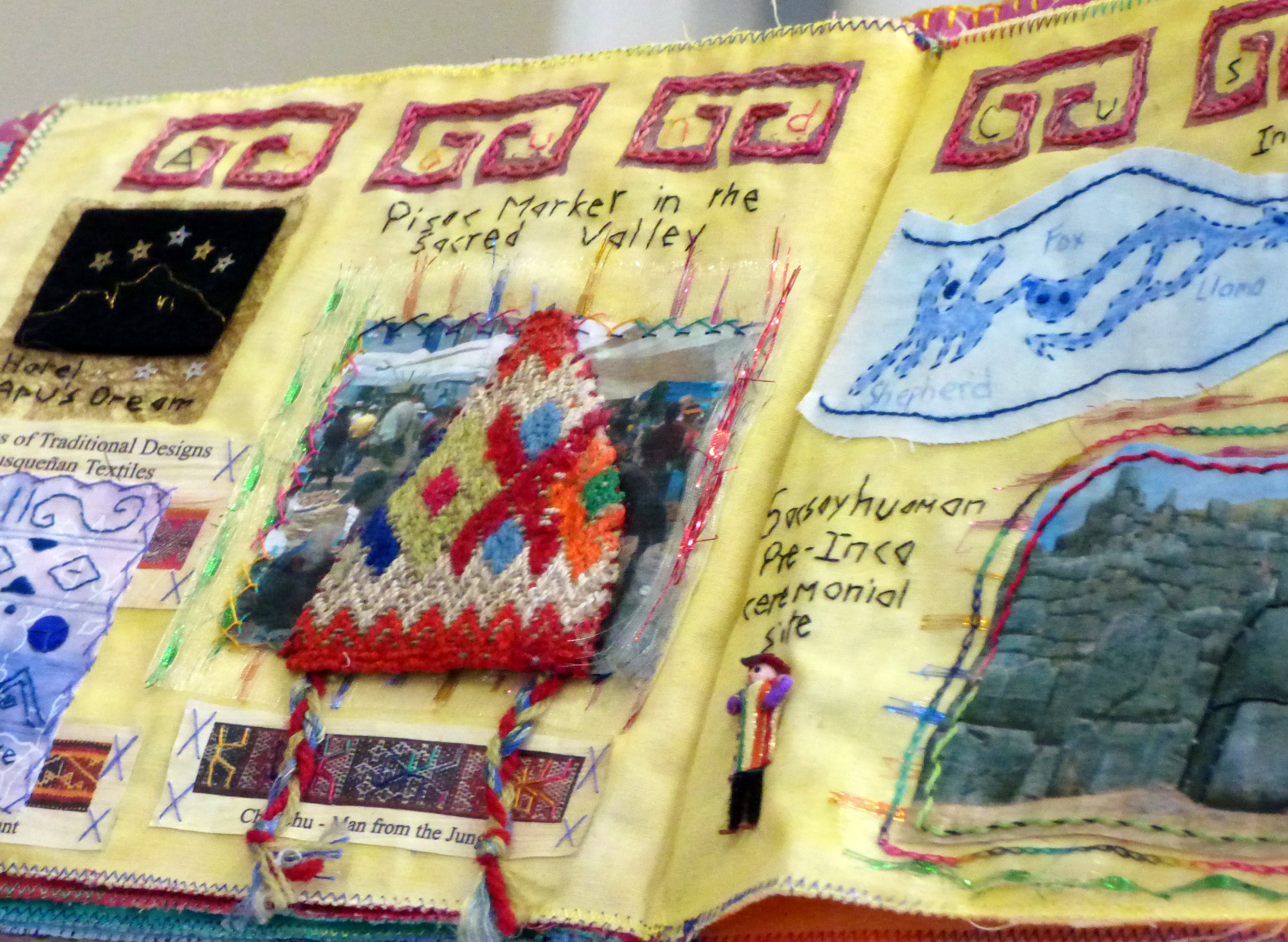 detail of textile journal by Chris Harris on a trip to South America