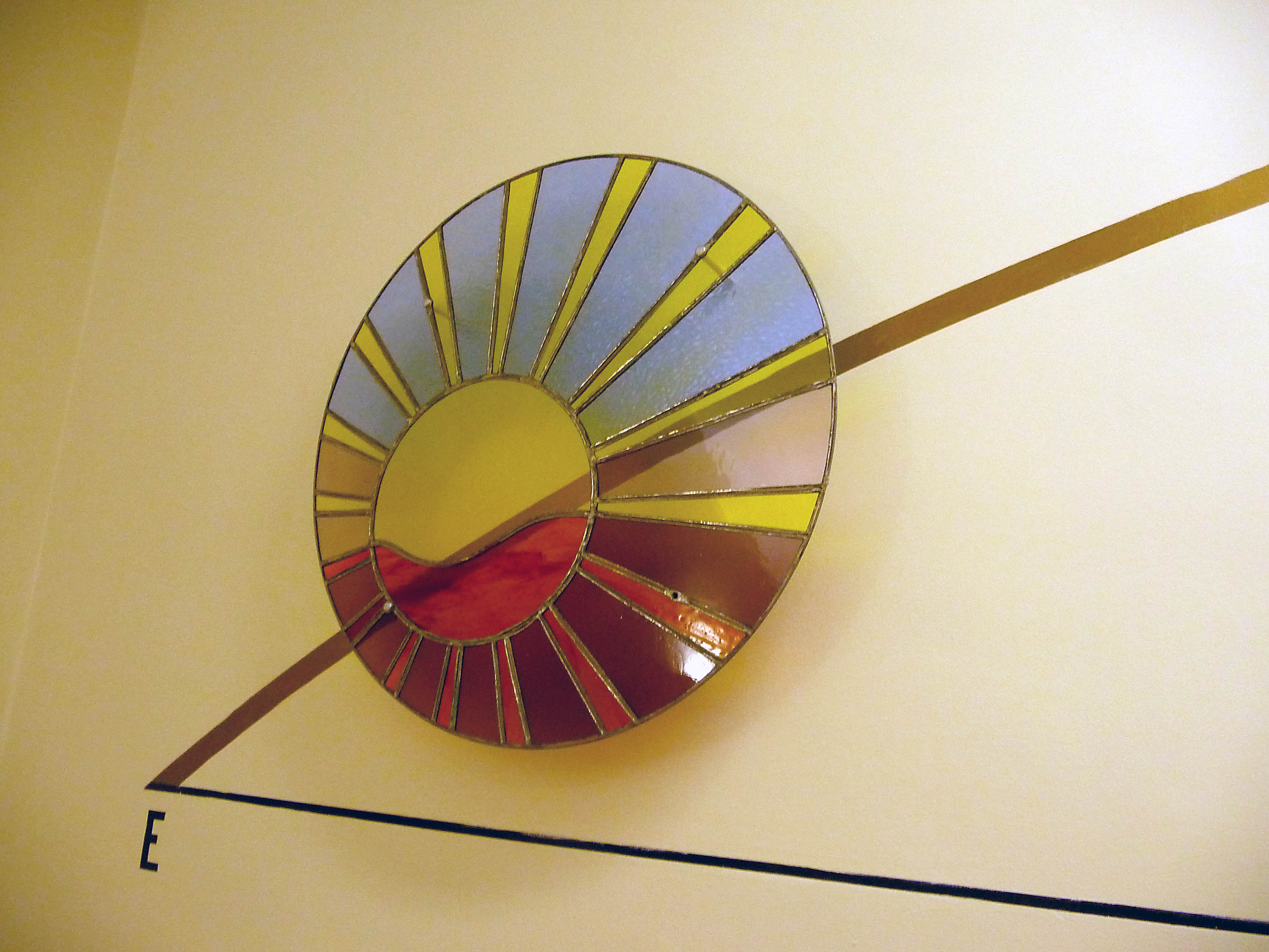 MOTIONS OF THE SUN (SUN RISE), 1998 by Alan Ditman, 1998, foiled stained glass, steel wire, paint