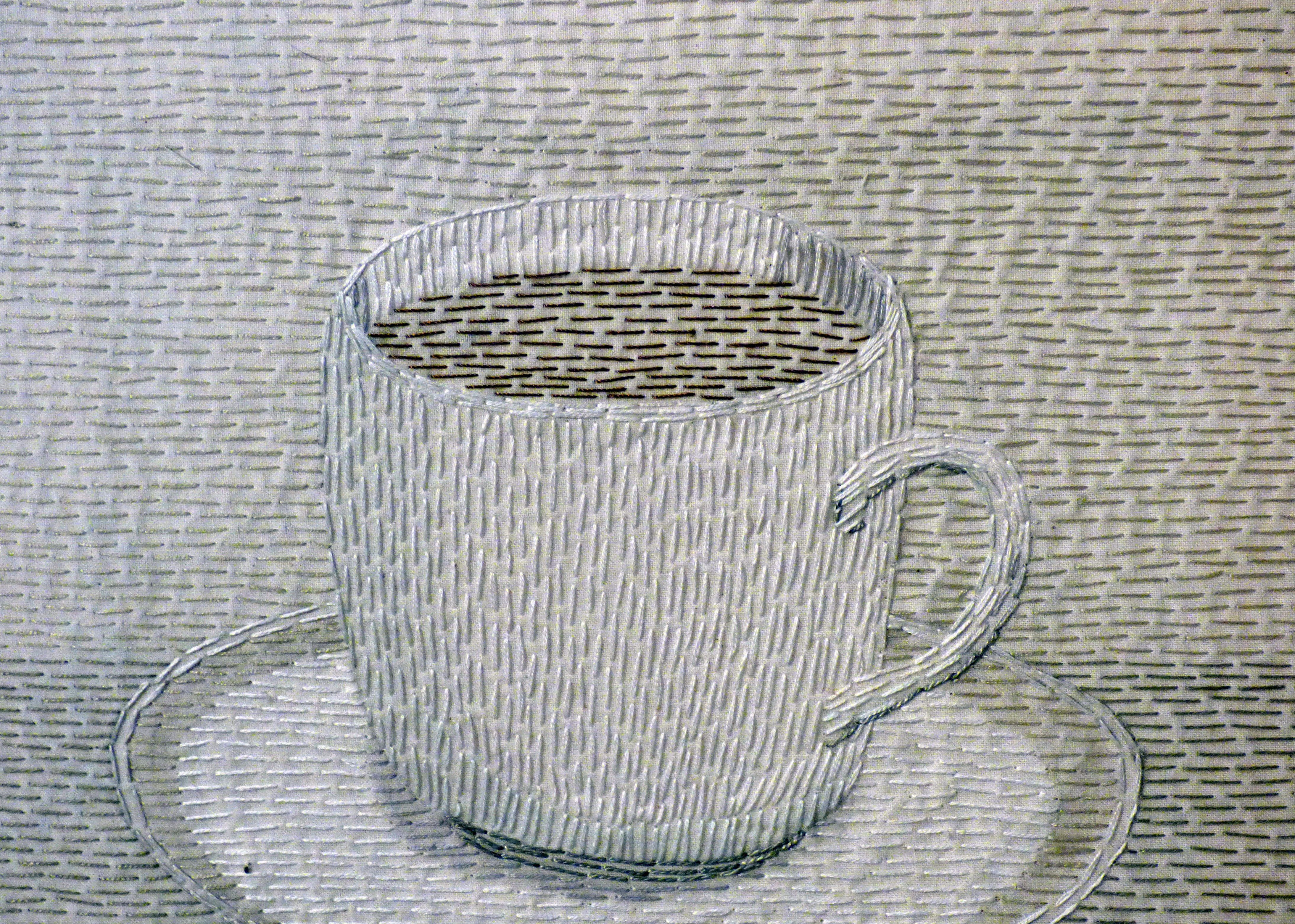 SIMPLE PLEASURES: COFFEE by Audrey Walker, hand stitch, 2014