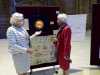 Rubina Porter MBE with Liverpool Lord Mayor Cllr Christine Banks and the Sreepur ENDEAVOUR quilt at   Endeavour exhibition, Liverpool Cathedral, Sept 2018