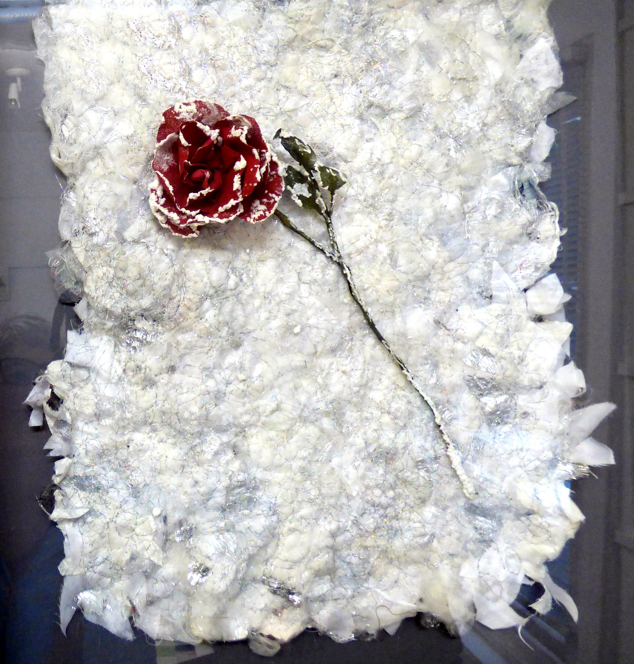 SNOW ROSE by Kathy Hoolahan, machine stitching, ConText group 2018