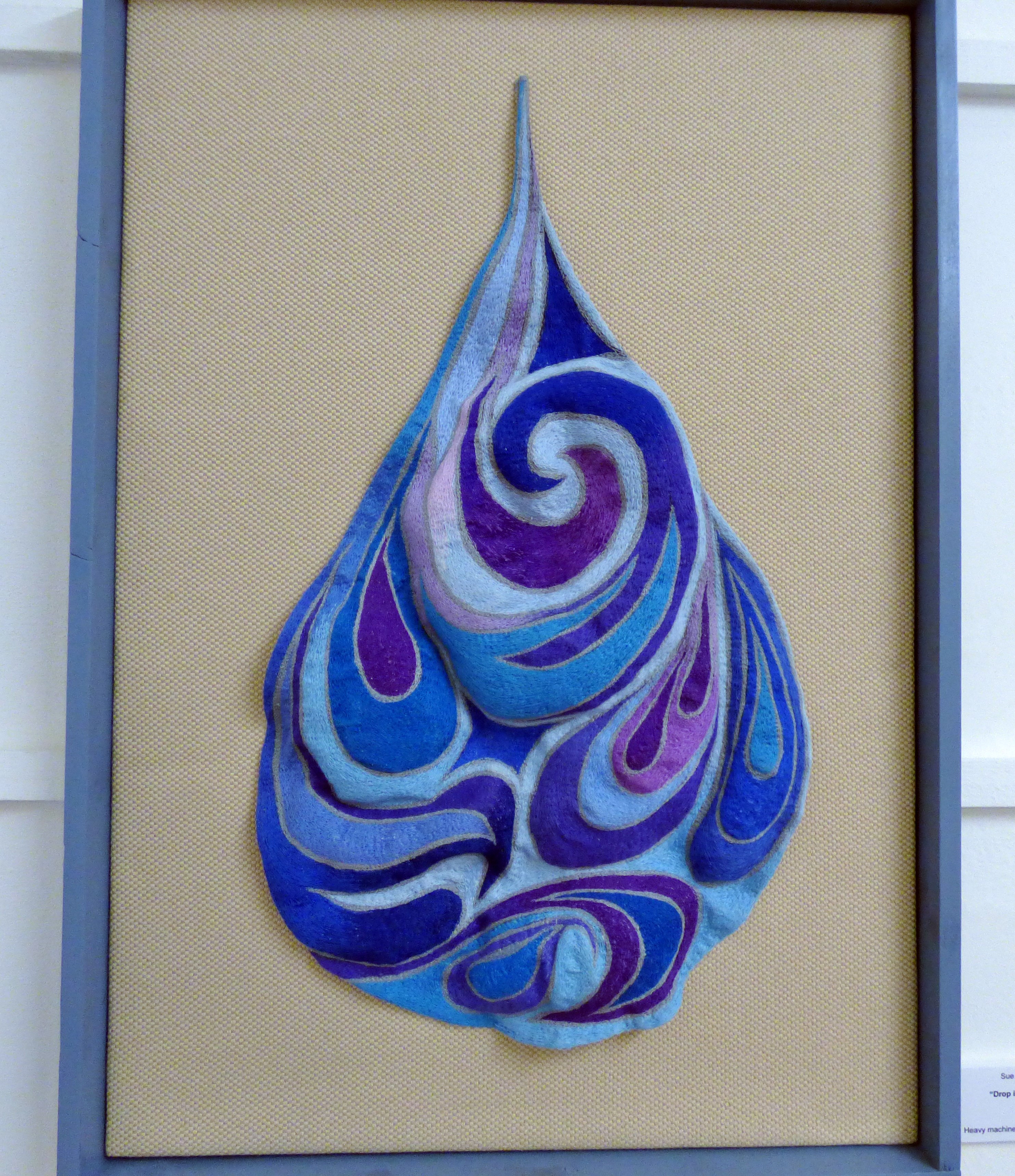 DROP IN THE OCEAN by Sue Sercombe, heavy machine embroidery/distortion, ConText group 2018