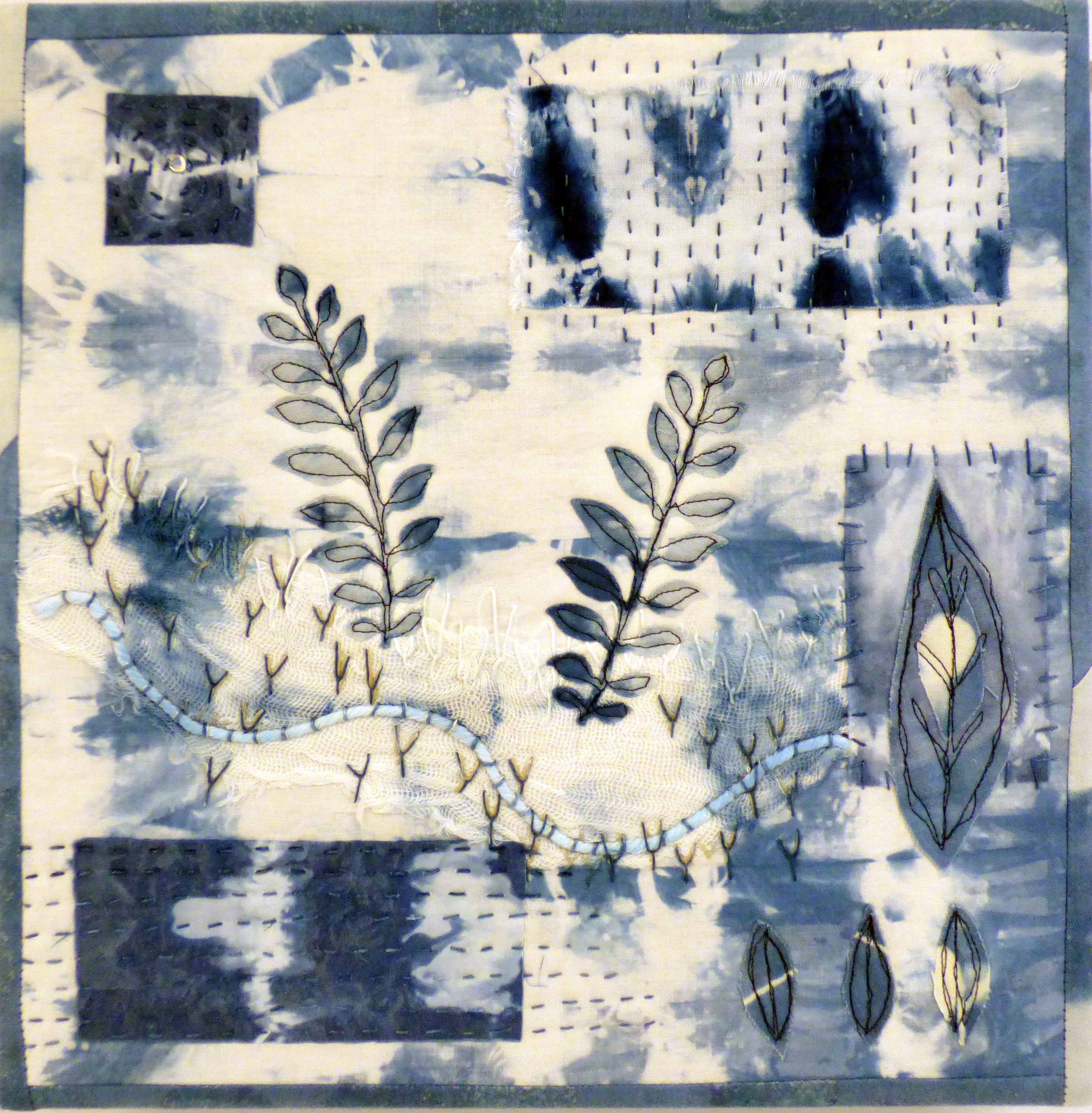 SHADES OF H2O 2 by Sue Gilchrist, hand dyed fabric collage, ConText group 2018