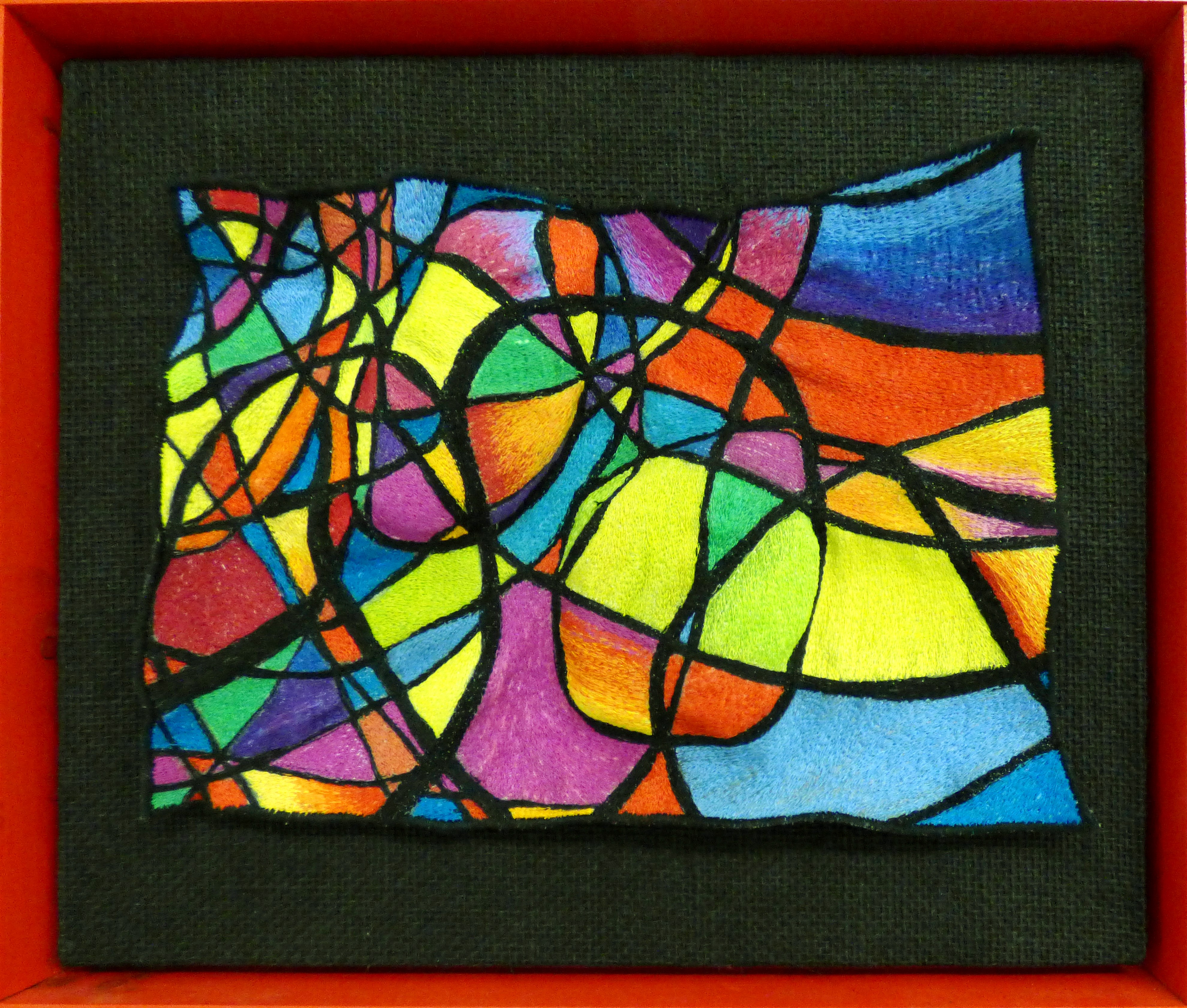 REFLECTIONS by Sue Sercombe, heavy machine embroidery/ distortion, ConText group 2018