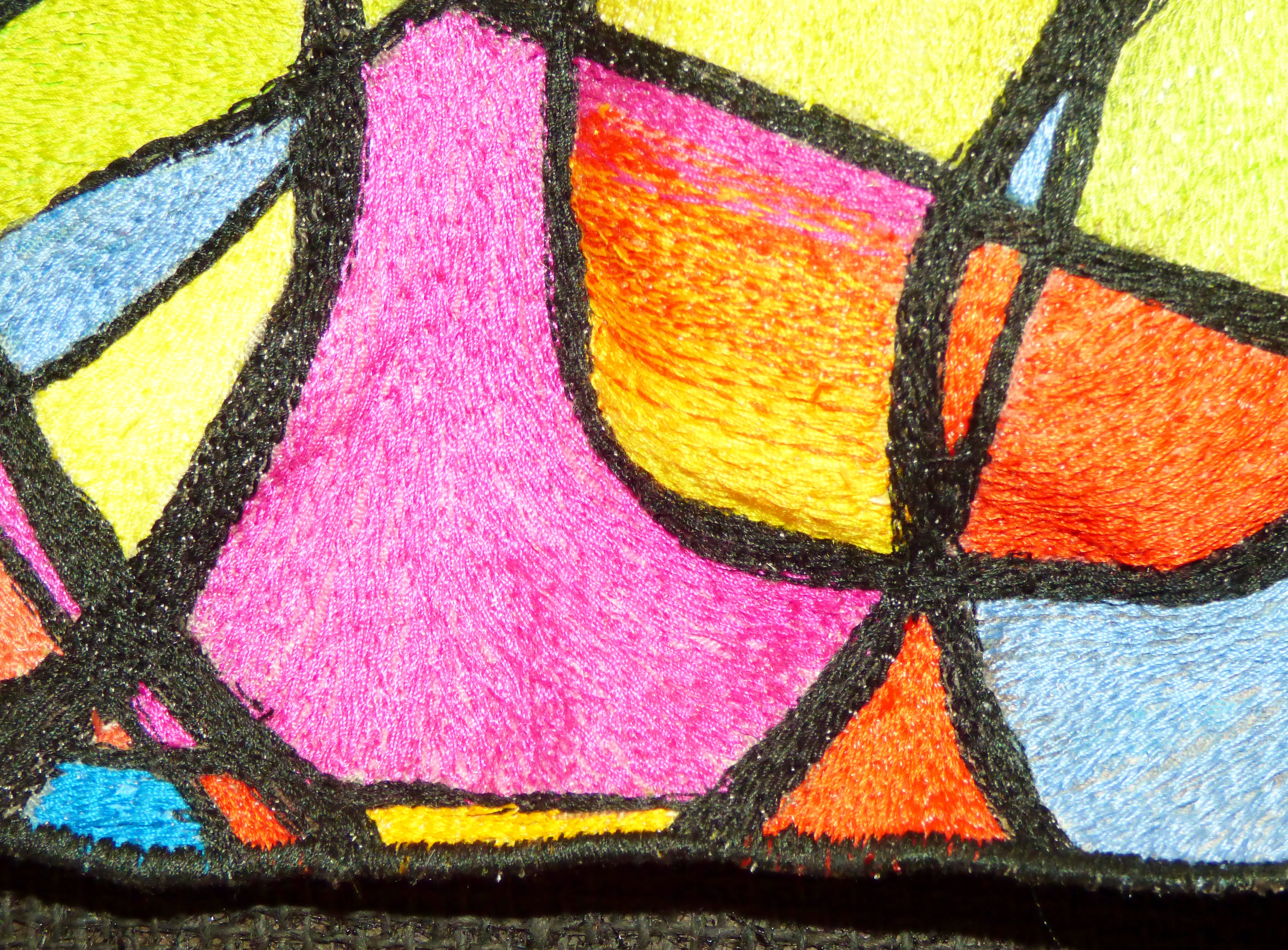(detail) REFLECTIONS by Sue Sercombe, heavy machine embroidery/ distortion, ConText group 2018