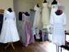 samples of wedding dresses made by Gill Roberts for her "History of the Wedding Dress" Talk, MEG 2018