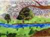 STREAM FLOWING THROUGH WOODLAND by Christine Bardsley, Glossop & District EG, created with and embellisher with added hand embroidery
