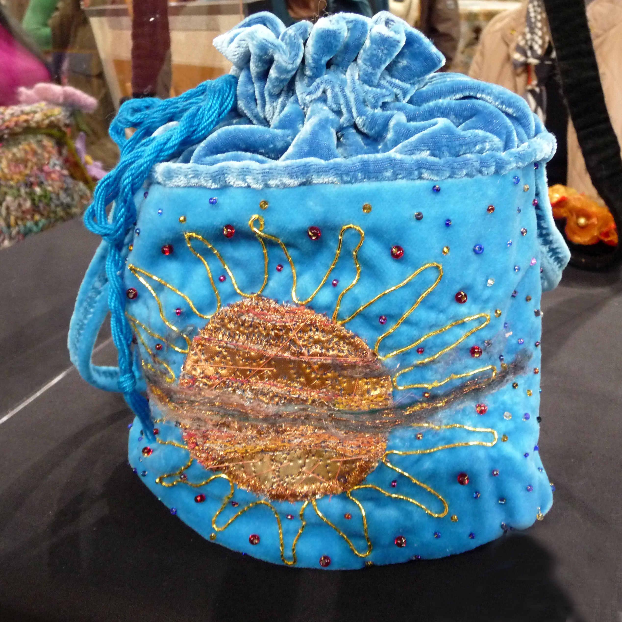 EVENING BAG by Mary Southern, hand embroidered hand dyed silk and velvet