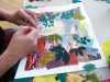 student's work in progress at "Create a Textile Collage" Workshop with Beverley Saville, July 2023