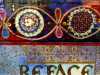 (detail) CREATION: A CELEBRATION by Sue Symonds, PREFACE (double spread), painting with embroidered frame
