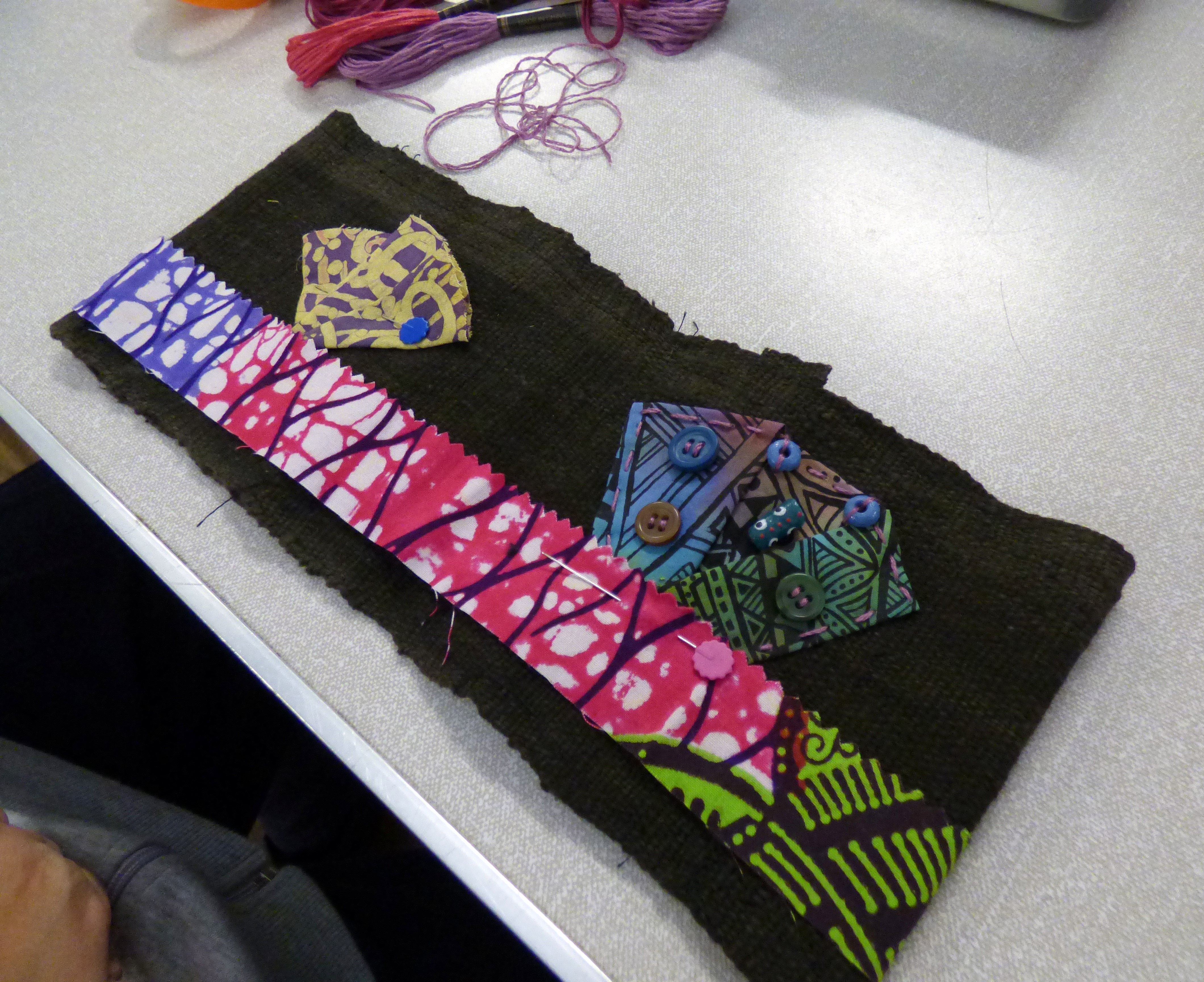 student's work at "Creative with Strip Cloth" workshop with Magie Relph, September 2016