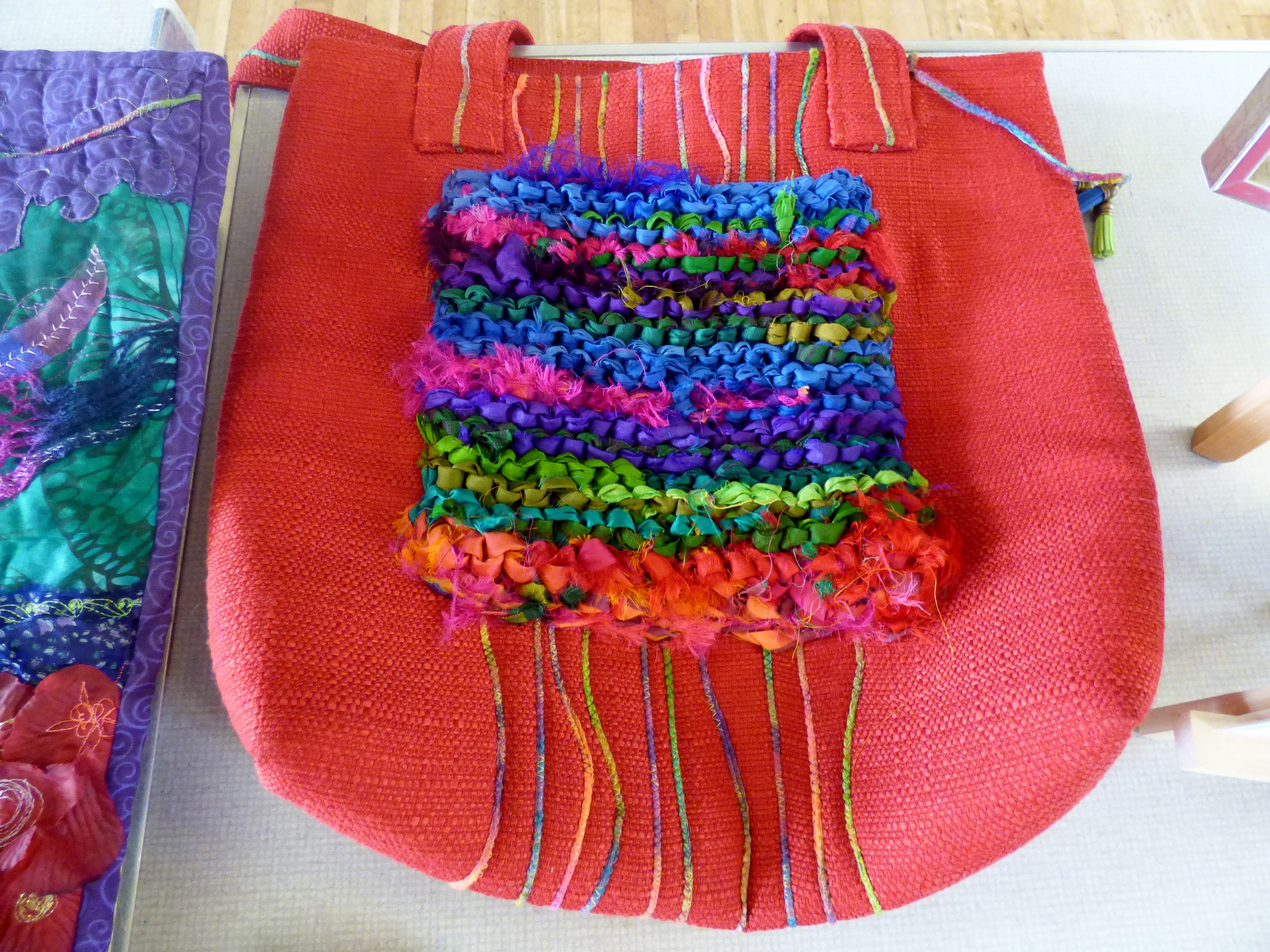 sample by Diane Moore at "Creating with Sari Silk" workshop with Diane Moore, Feb 2023