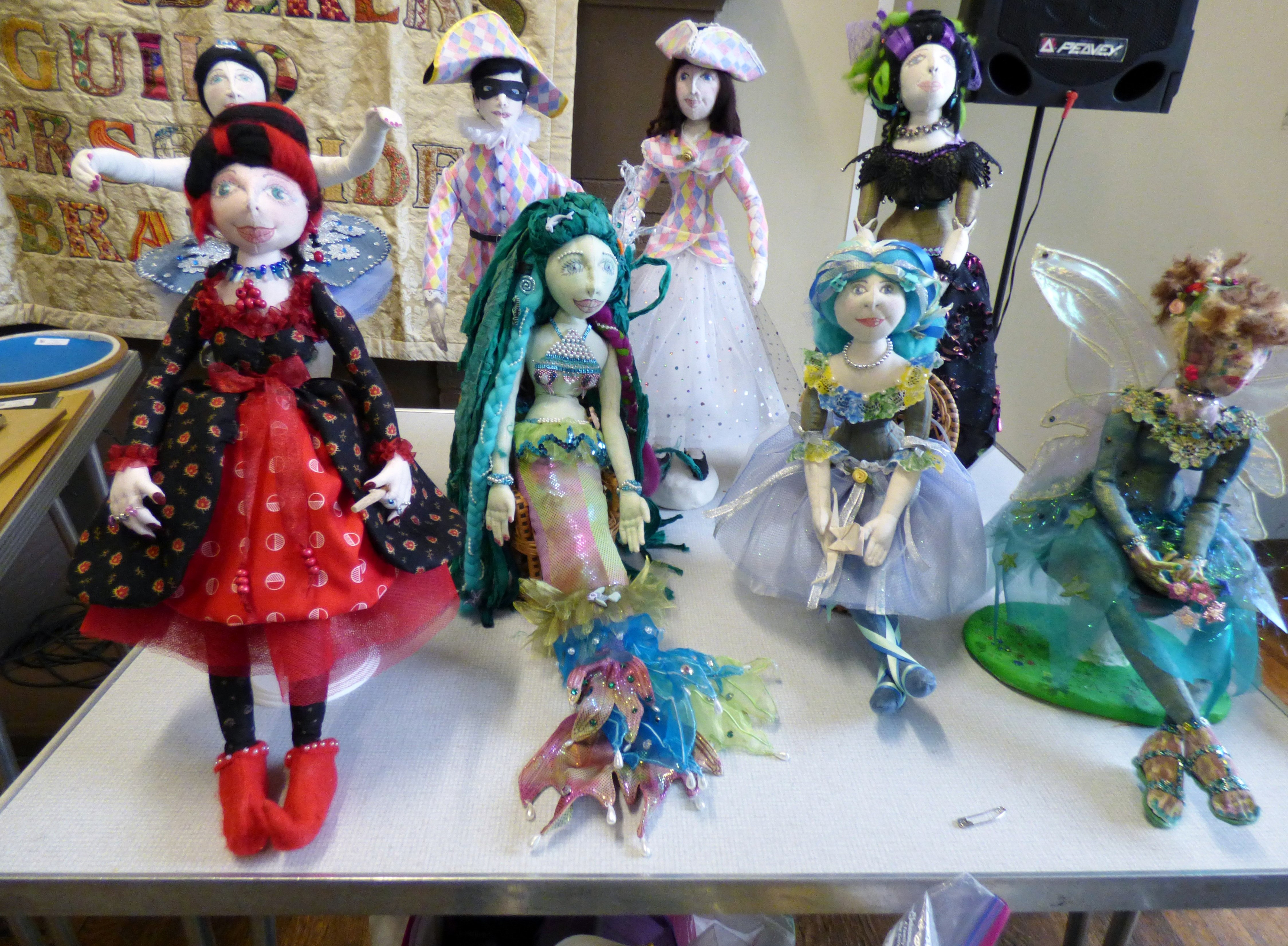 dolls made by Sandra Parker, Talk by members of Cheshire Borders branch @ MEG 2019
