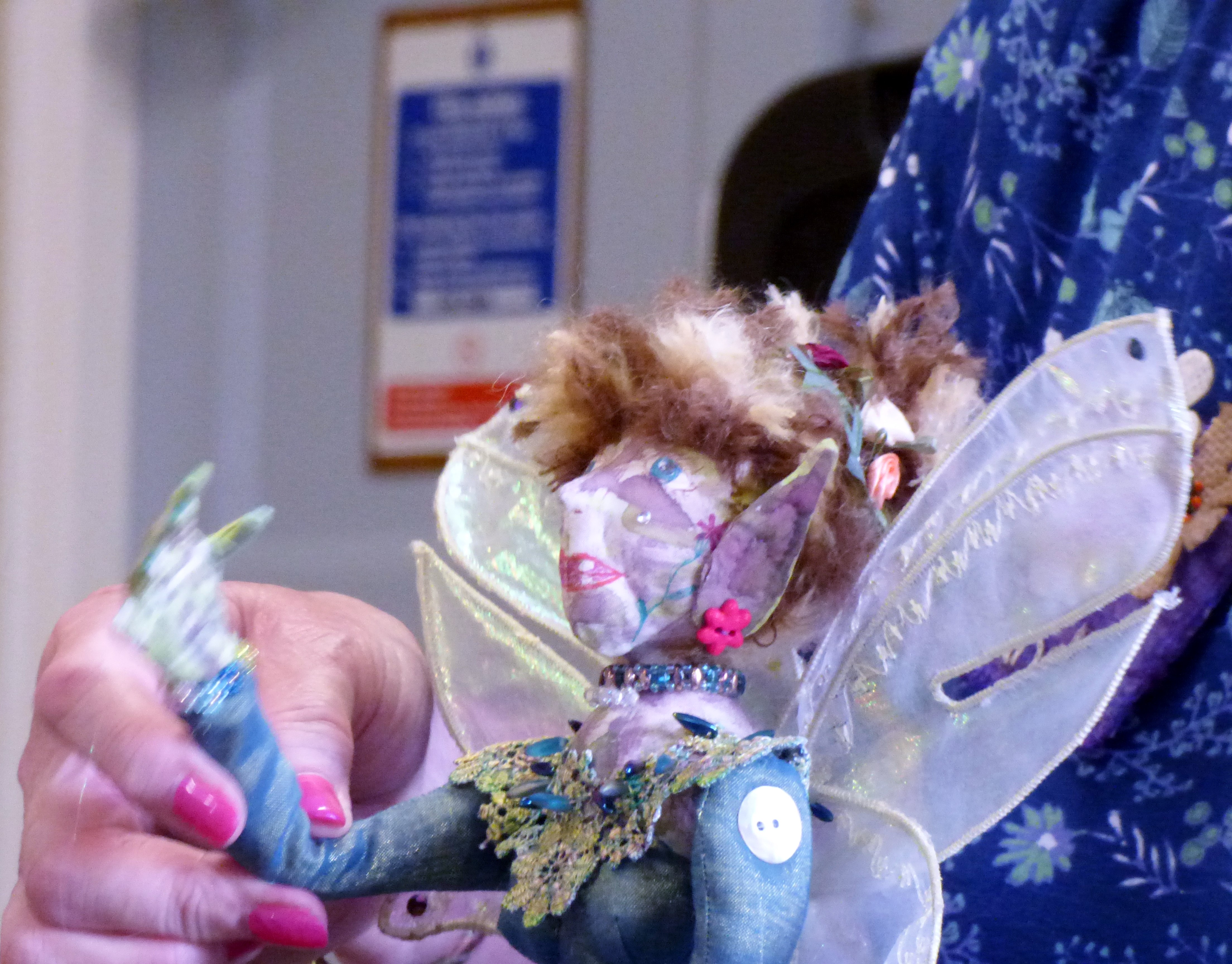 detail of one of Sandra Parker's dolls, Talk by members of Cheshire Borders branch @ MEG 2019