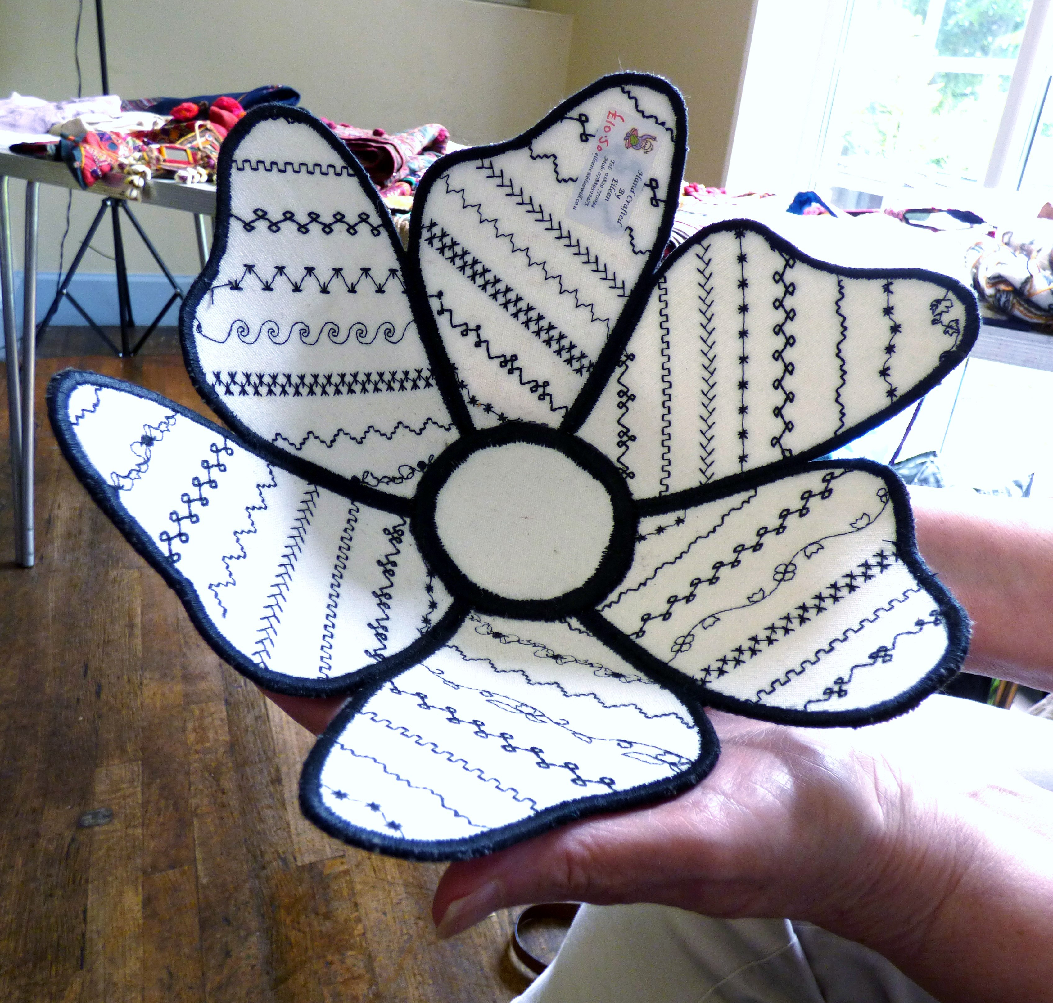 fabric bowl by Eileen Clark, Talk by members of Cheshire Borders branch @ MEG 2019