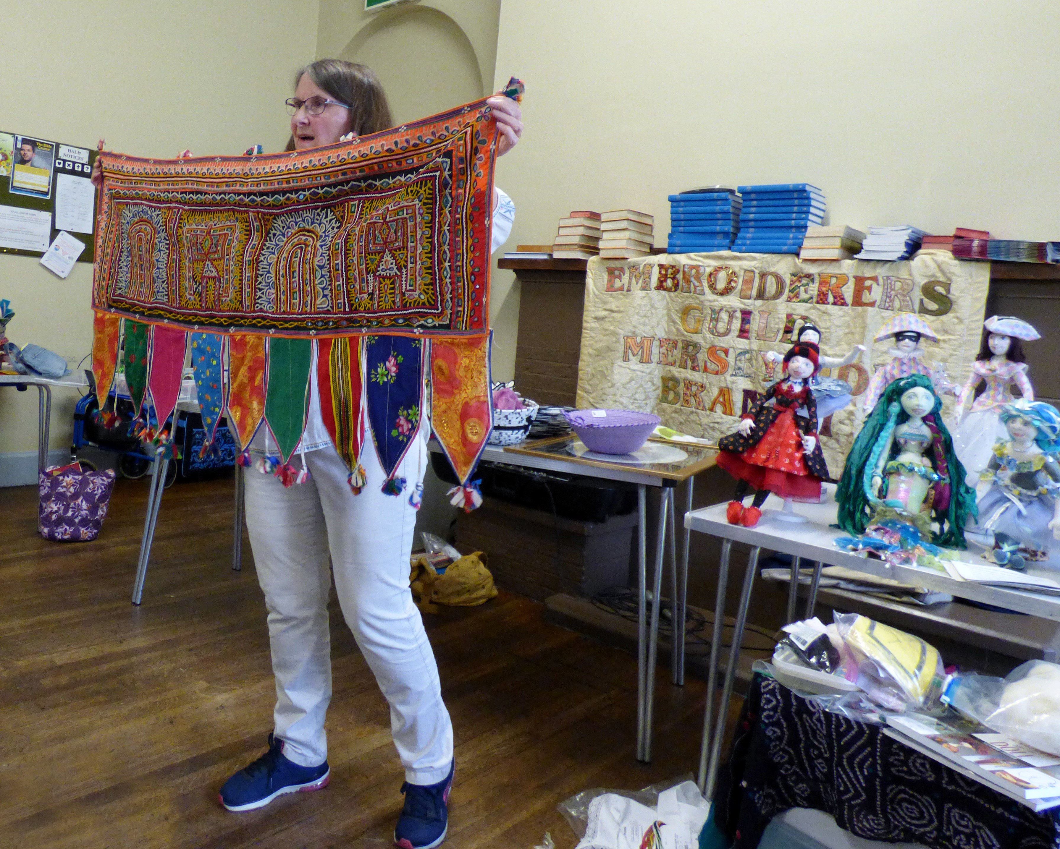 textile collected by Sue Simper, Talk by members of Cheshire Borders branch @ MEG 2019
