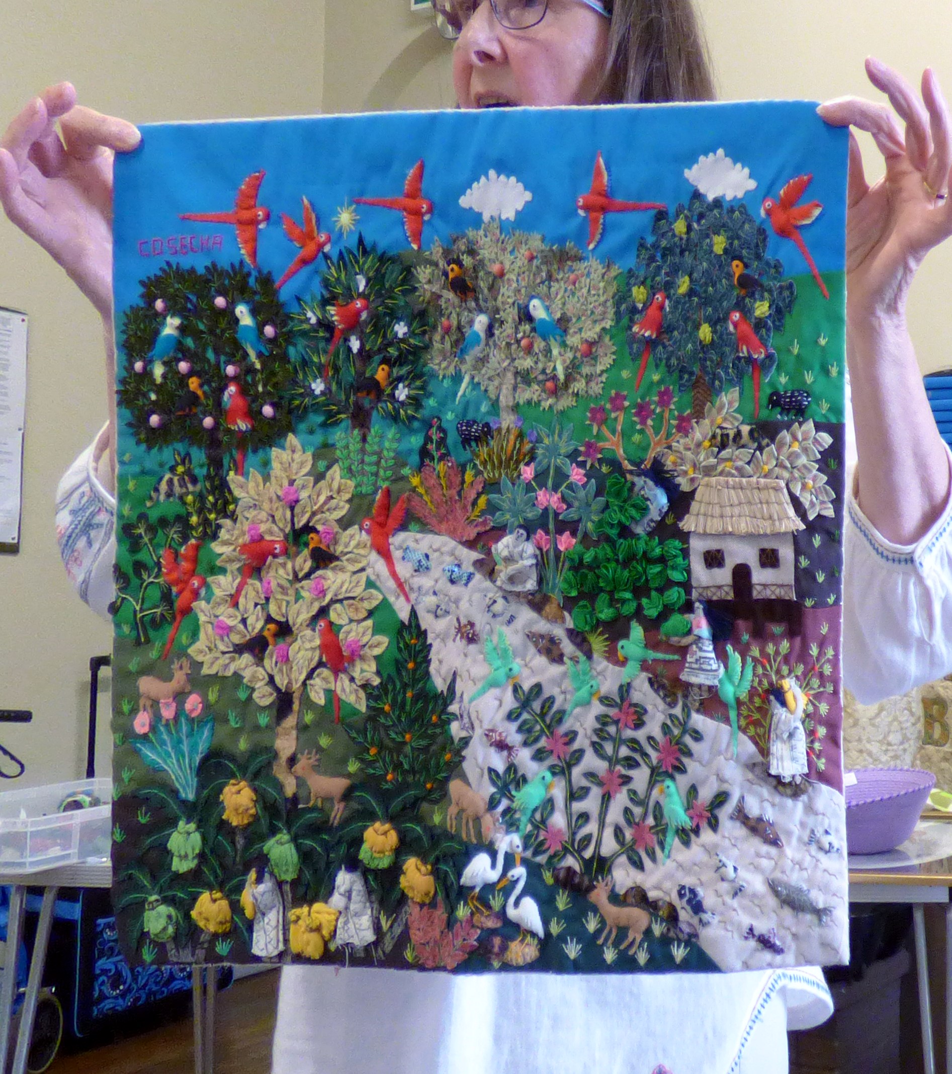 textile collected by Sue Simper, Talk by members of Cheshire Borders branch @ MEG 2019