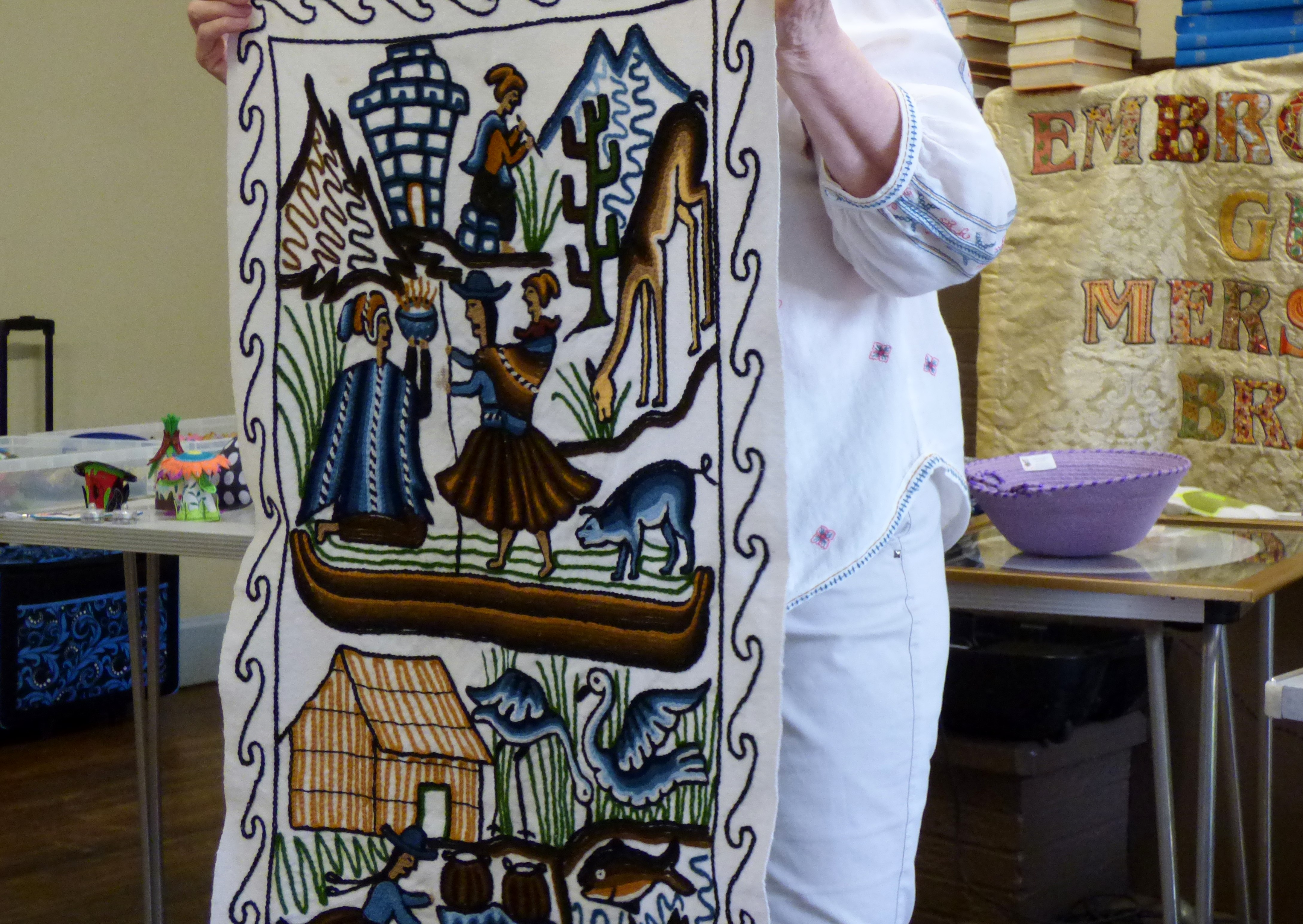textile collected by Sue Simper, Talk by members of Cheshire Borders branch @ MEG 2019