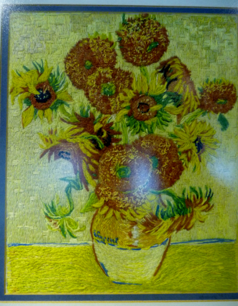 SUNFLOWERS (after Van Gogh), polyester thread