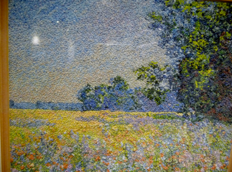OAT FIELDS (detail) after Monet, polyester thread