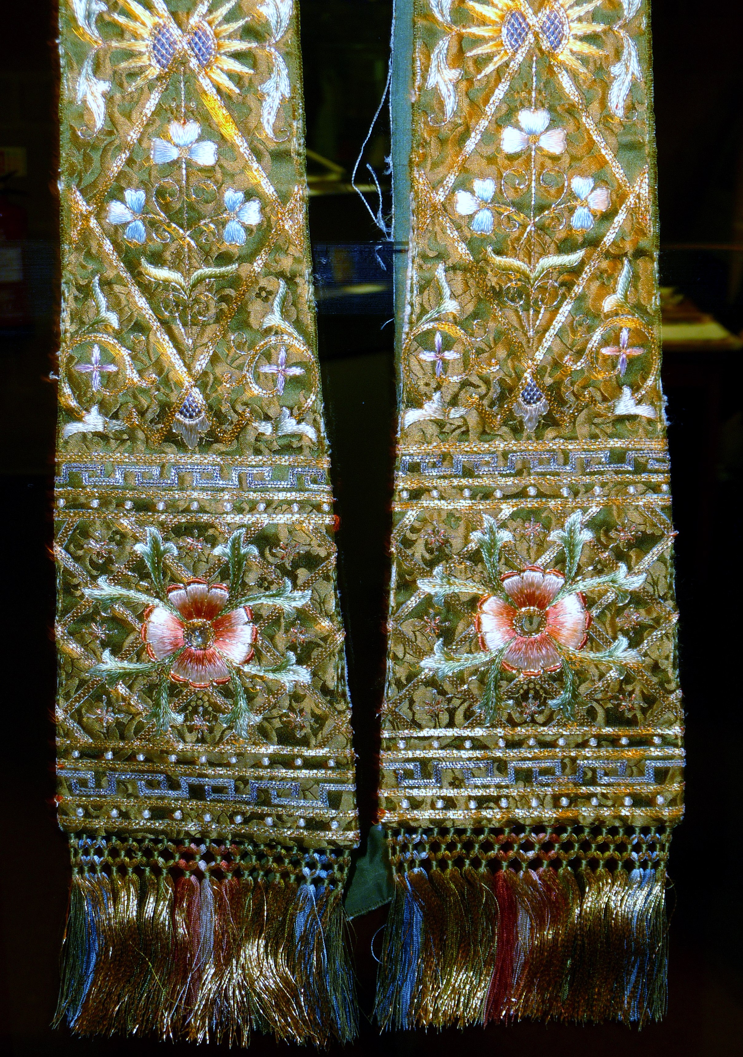 embroidered Stole on display in Lady Hoare Gallery of Liverpool Cathedral
