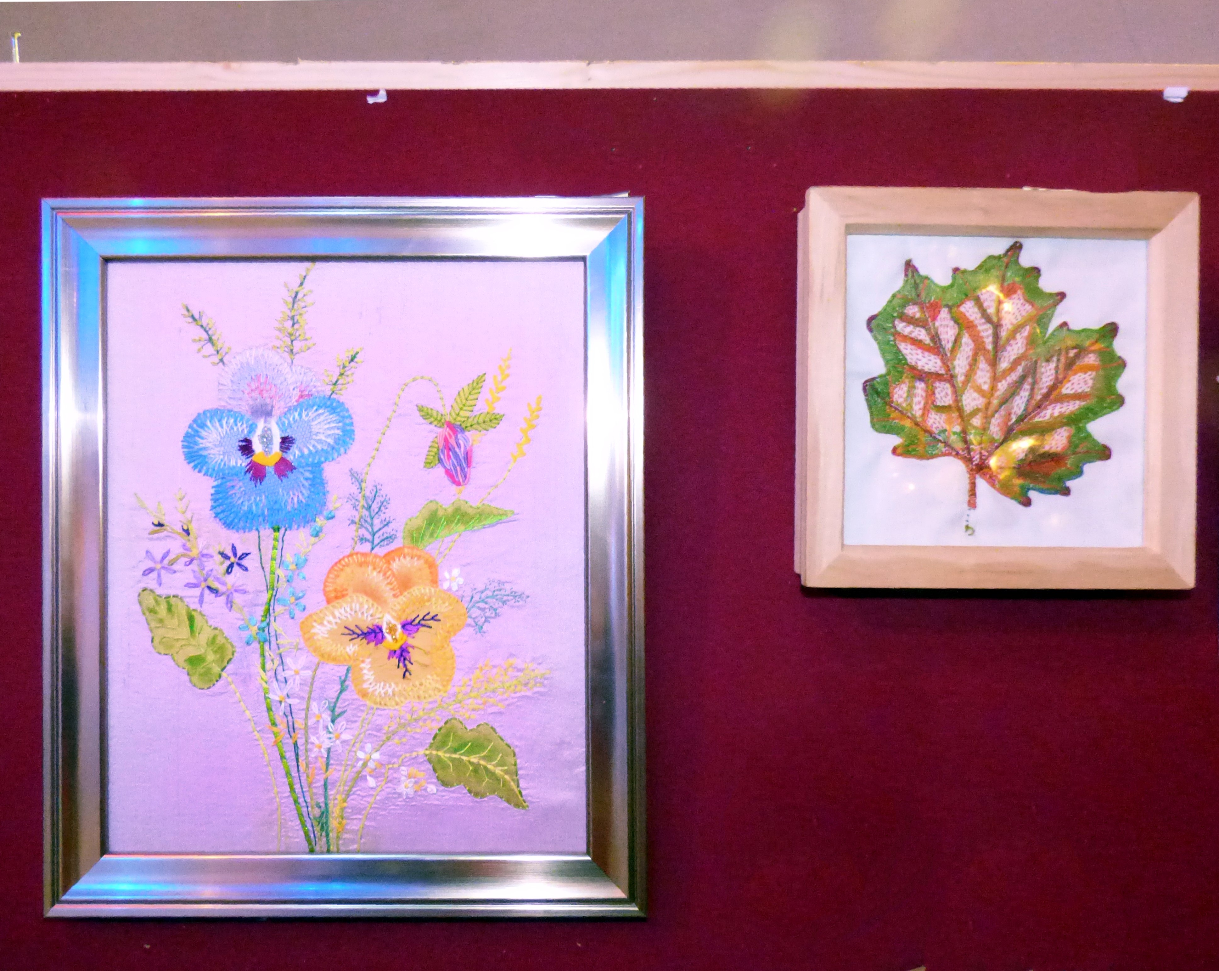 CREWELWORK by S.Everitt and HAND EMBROIDERY by A.Kefford, at Embroidery for Pleasure exhibition, Liverpool Metropolitan Cathedral 2016