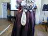 Carolyn  Richardson with a knitted hanging pocket, "Embroidery of a Jacobean Lady" Talk by Caroline Richardson, Jan 2019