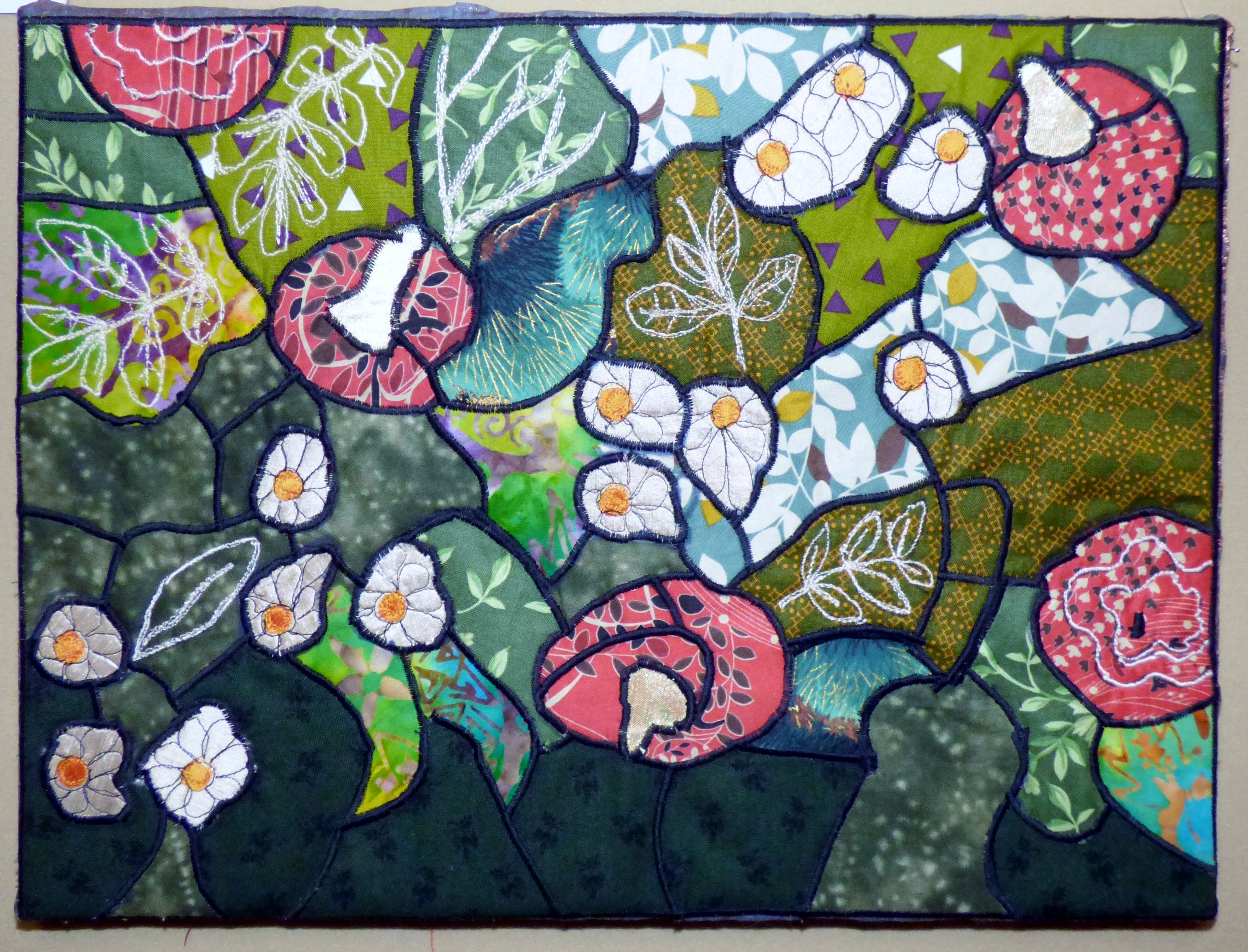 STAINED GLASS by Hilary McCormack, applique, Exhibition at All Hallows Church, September 2022