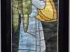 ANGEL FROM THE BURNE JONES WINDOW by Pat McBride, mixed media and machine embroidery, Exhibition at All Hallows Church, September 2022